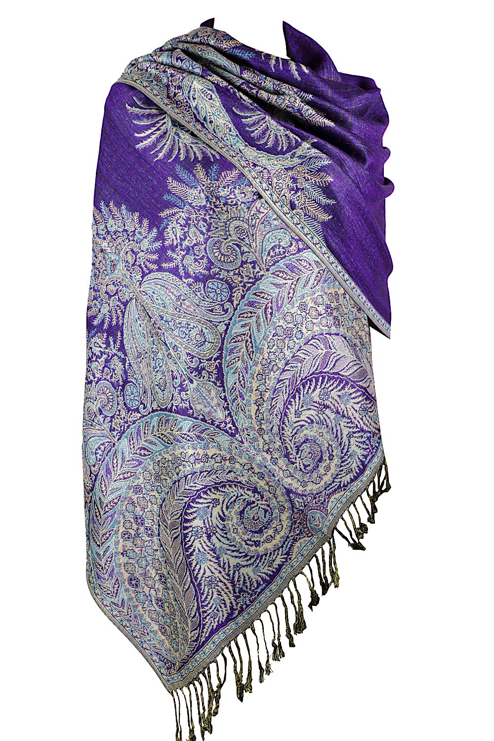 Achillea Big Paisley Pashmina Shawl Wrap for Women – Elegant Scarf for Weddings, Evening Dresses, Festivals & Daily Wear