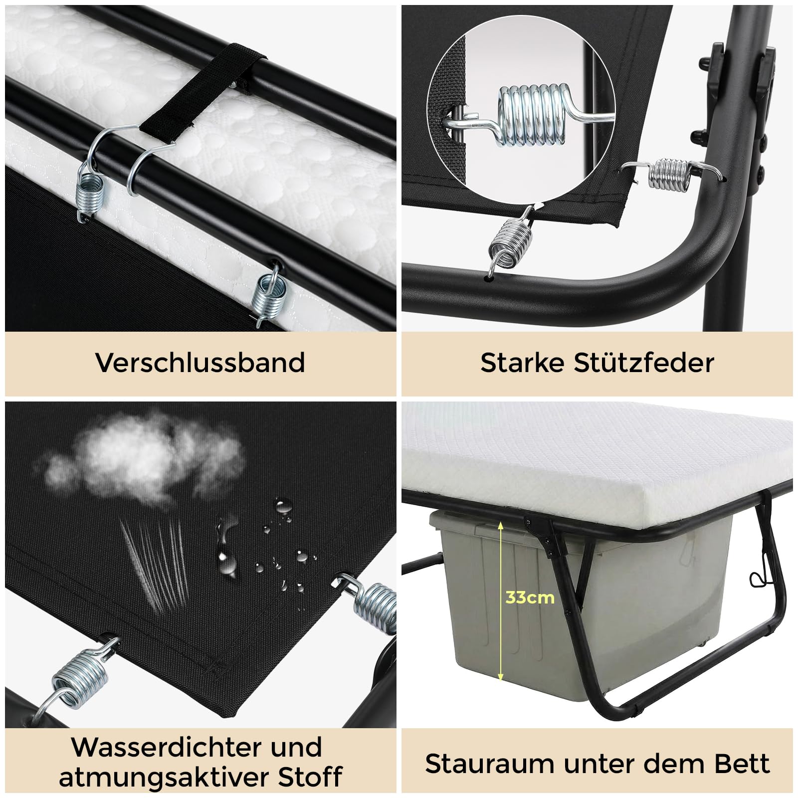 MAMIZO Klappbett Gästebett 80x190cm,Einzelbett Klappbar,Tragbares Reisebett | mit 7cm Memory-Schaum Matratze, Gästebett Klappbar für Erwachsene, Ohne Aufbau, für Gästezimmer, Büro, Pflegeheim, Schule