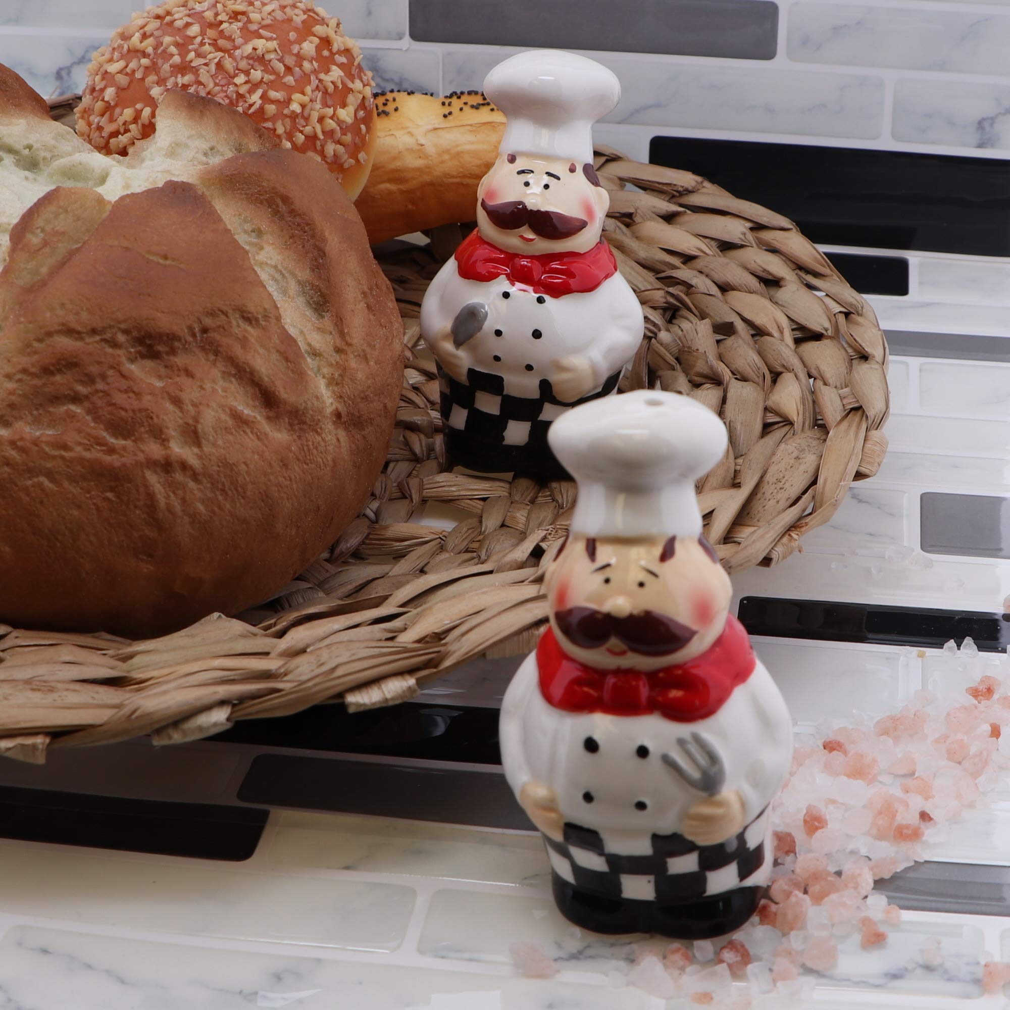 Juego de salero y pimentero de chef de cerámica para decoración de cocina, Full Chef