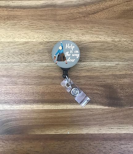 Miniatura 3 de Limeloot Carrete de insignia Help is on The Way  Divertido clip retráctil para insignia de enfermera con cable de 34 pulgadas y giro de 360 grados