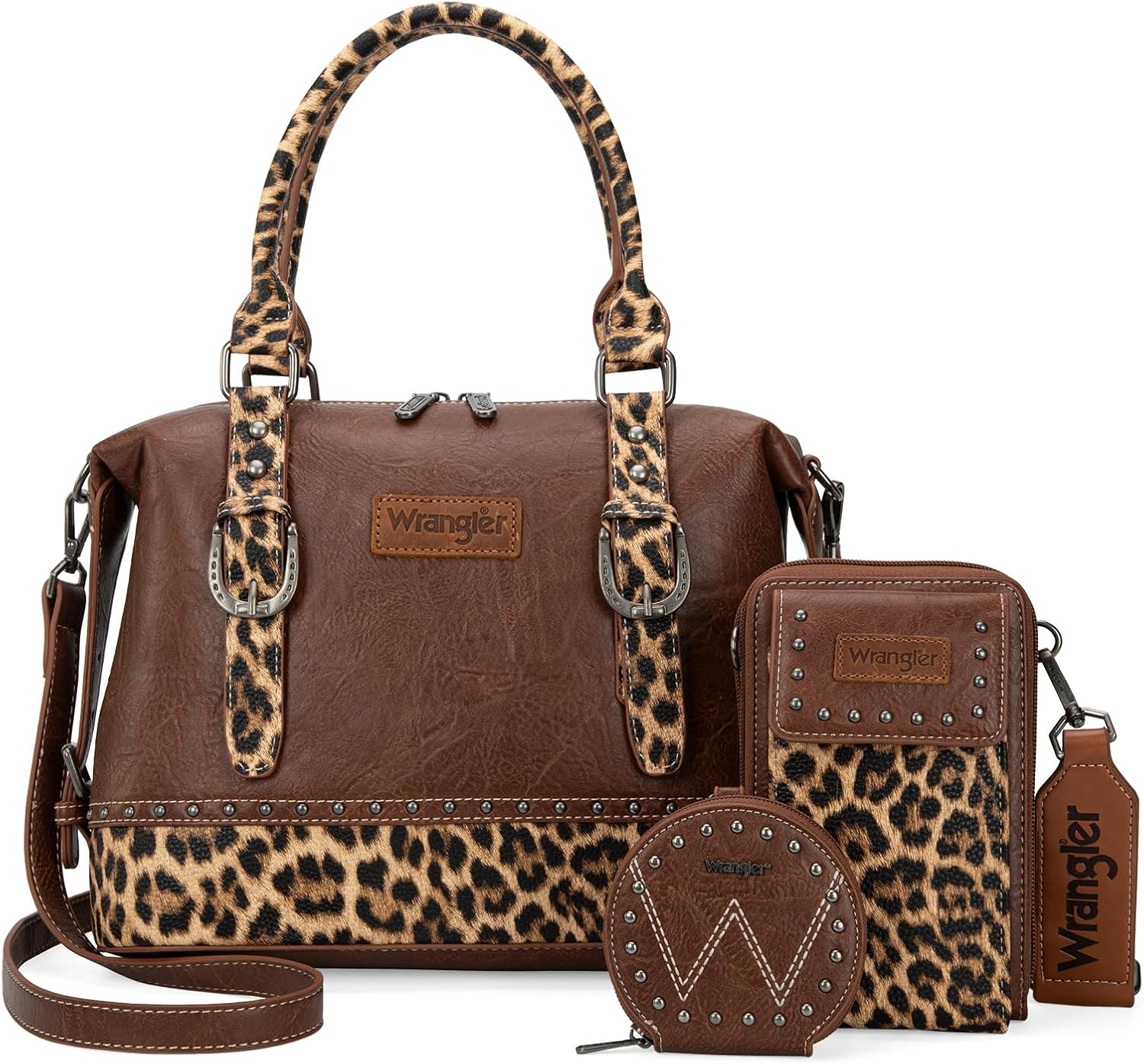 Wrangler 3Pcs Doctor Bag Sets for Women Top-handle Satchel Bag with Cell Phone Handbag and Coin Purse