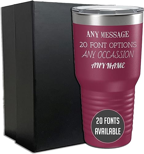 Vaso de acero inoxidable aislado con tapa de 30 onzas (17 colores) con recubrimiento en polvo, grabado personalizado, nombre del mensaje de texto