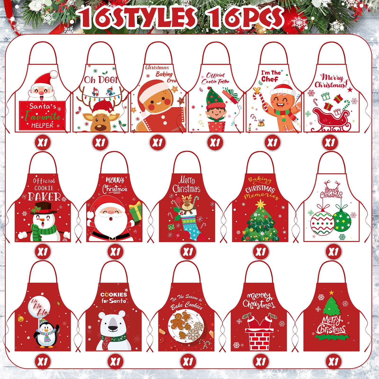 Liitrsh Delantal de Navidad para niños, delantales a juego, delantal para niños, muñeco de nieve, ciervo, pan de jengibre, Papá Noel, delantal para cocina y repostería, Estilo elegante., approx. 27.56