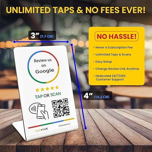 Miniatura 8 de TapFive - Soporte para grifo de revisión de Google, paquete de 3 unidades, reutilizable Smart Tap NFC y QR para reseñas instantáneas, iPhone y