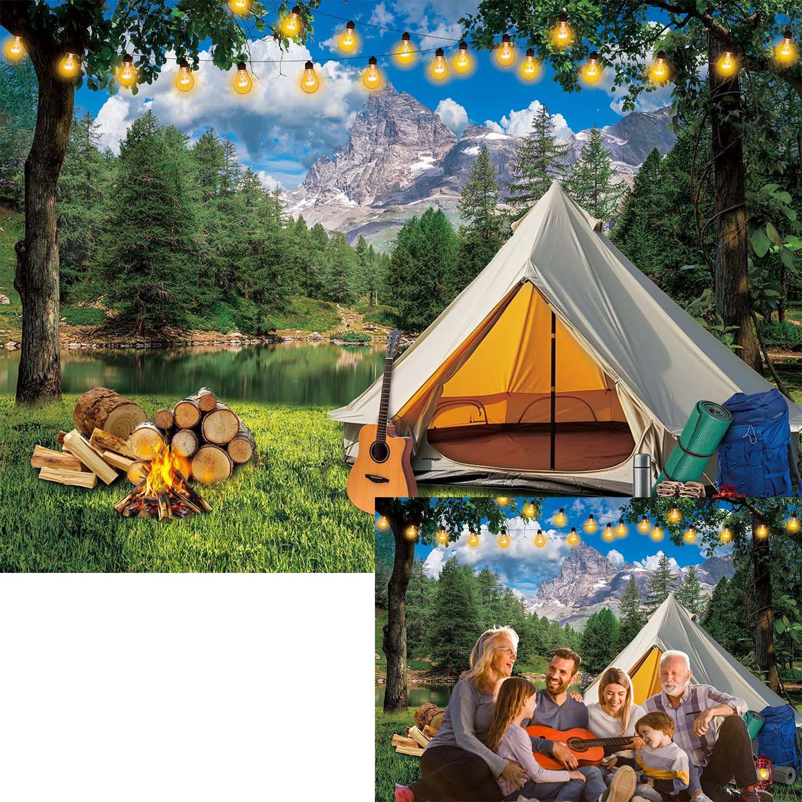 BINQOO Camping Forest Backdrop 7x5FT Forest Camping Adventure VBS Photography Background Happy Camper Tent Party Decoration Banner Photo Shoot Props