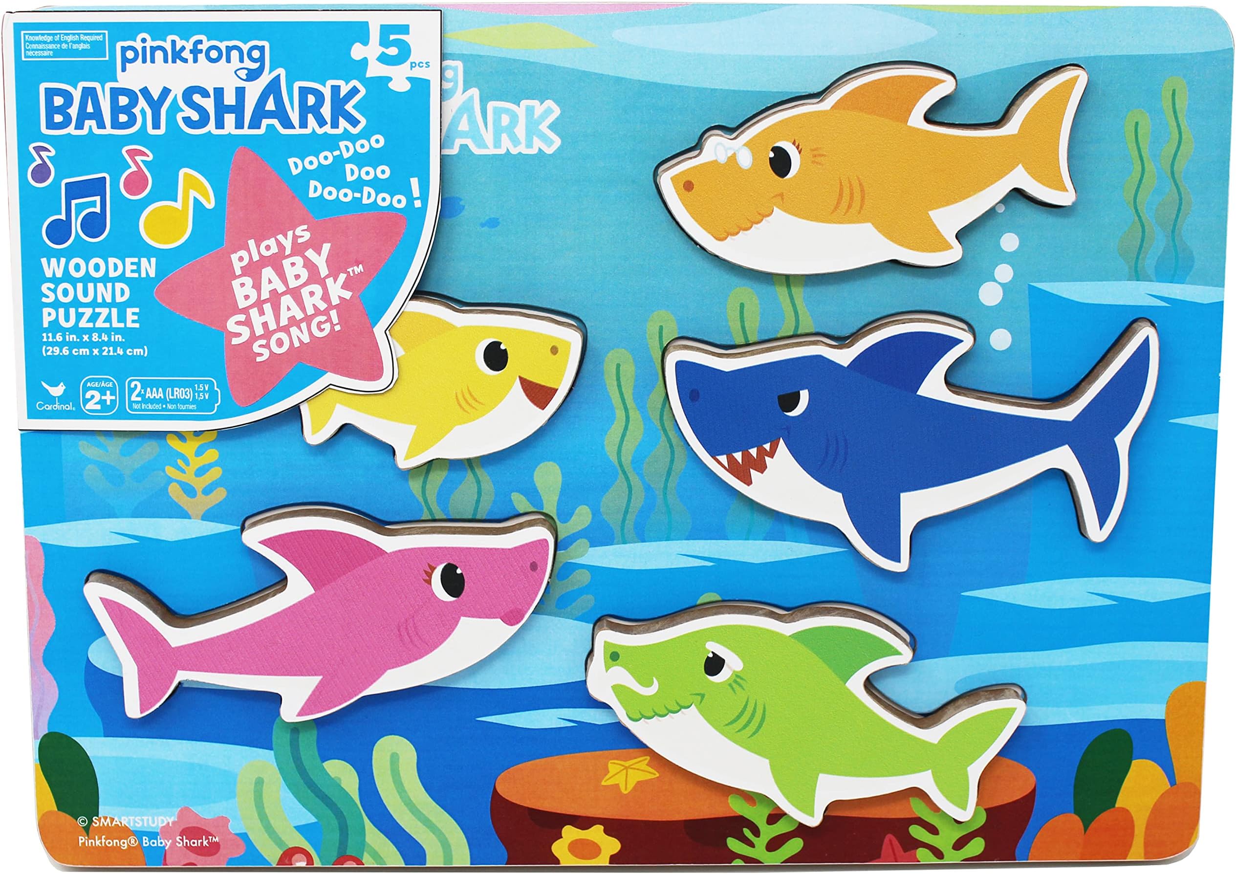 Baby Shark Chunky Wooden Sound Puzzle - Plays The Baby Shark Song
