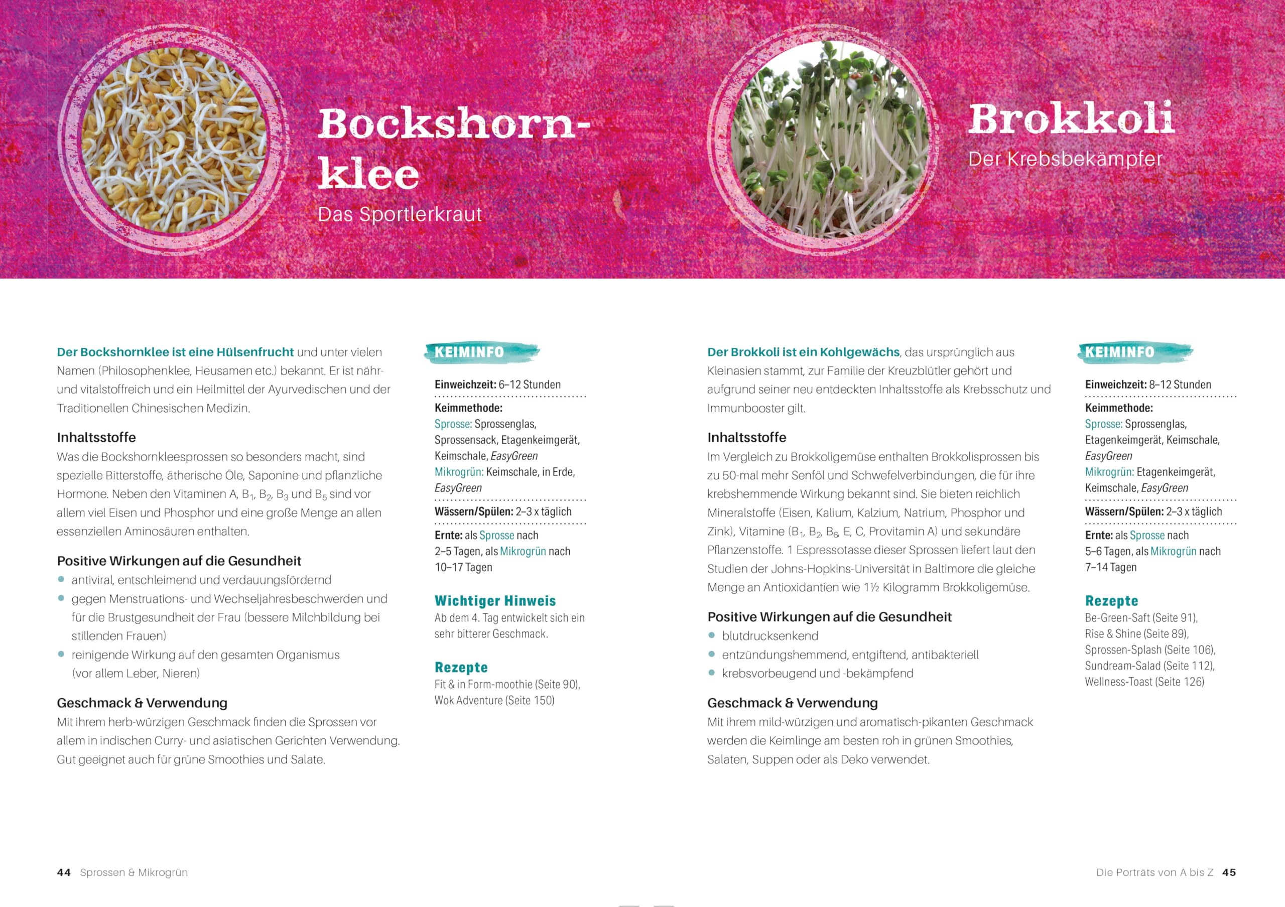 Sprossen & Mikrogrün: Die ultimativen Superfoods aus dem eigenen Küchengarten | Mit 40 kreativen Rezepten für Vitalität und Wohlbefinden | Sprossen ... 40 Pflanzen-Porträts - 40 kreative Rezepte"