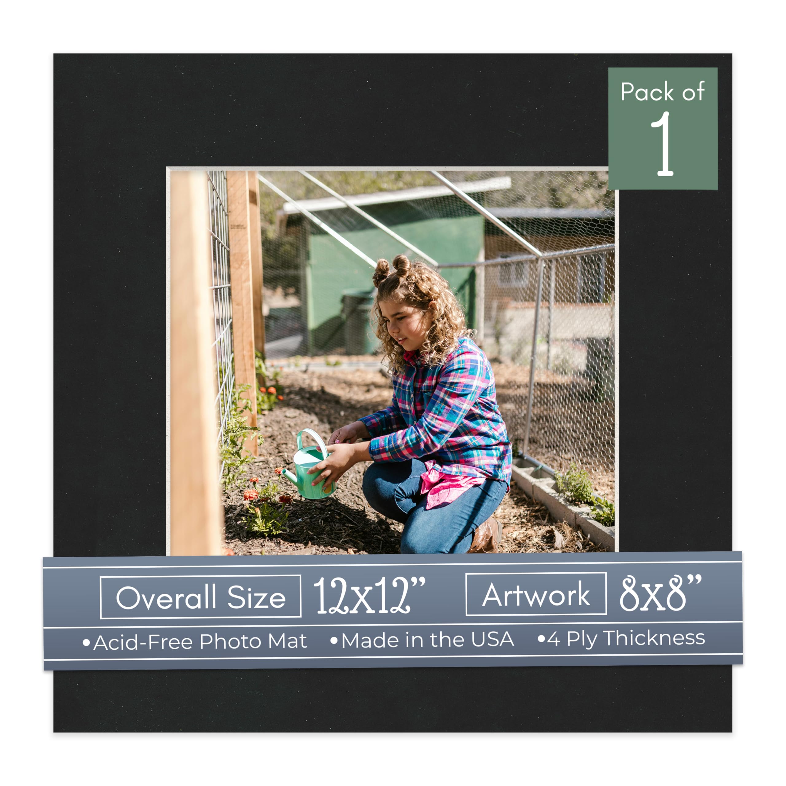 CountryArtHouse Black Suede Acid Free 12x12 Picture Frame Mats with White Core Bevel Cut for 8x8 Pictures - Fits 12x12 Frame - One Mat - with Bag & Backing-image-22