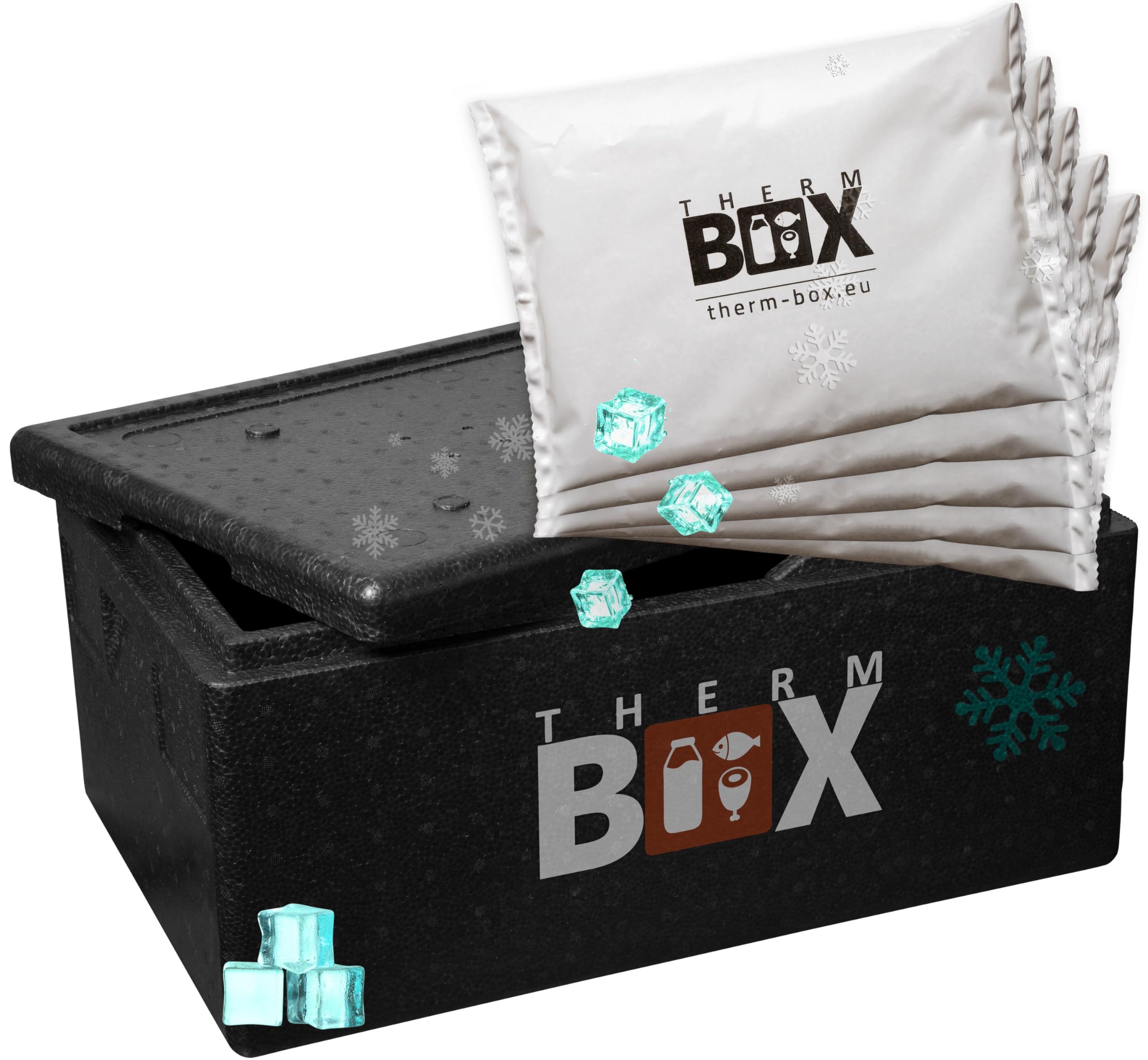 THERM BOX Caja de poliestireno profesional de 12 L hasta 80 L con almohadilla de refrigeración para nevera de diferentes tamaños