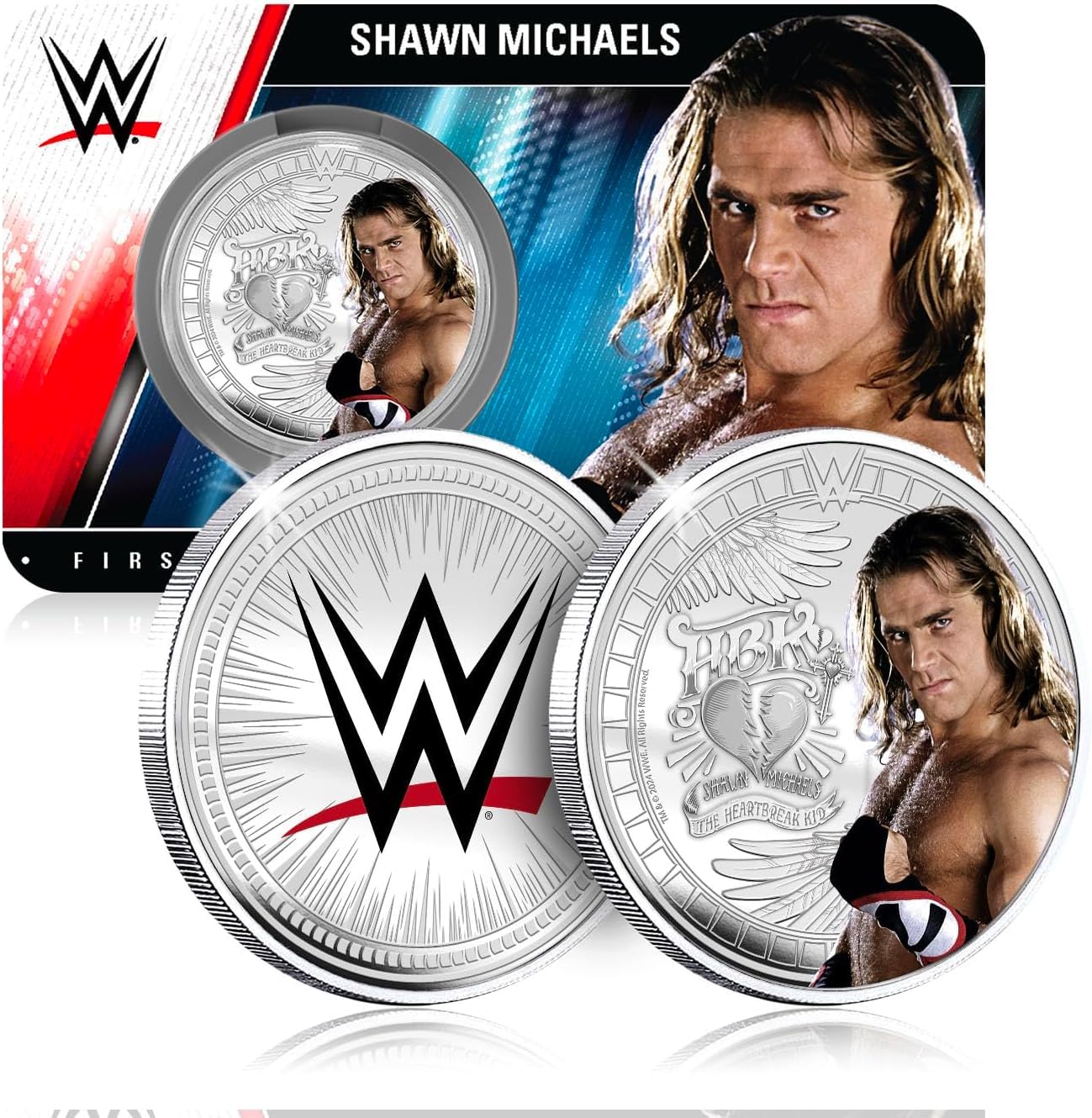 FANTASY CLUB Shawn Michaels WWE 32 mm Oficjalna moneta kolekcjonerska – hołd dla łamaczy serc – limitowana edycja dla fanów i kolekcjonerów