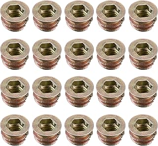 uxcell Furniture Threaded Insert Nuts Zinc Alloy M6 Internal Threads 8mm Length 20pcs