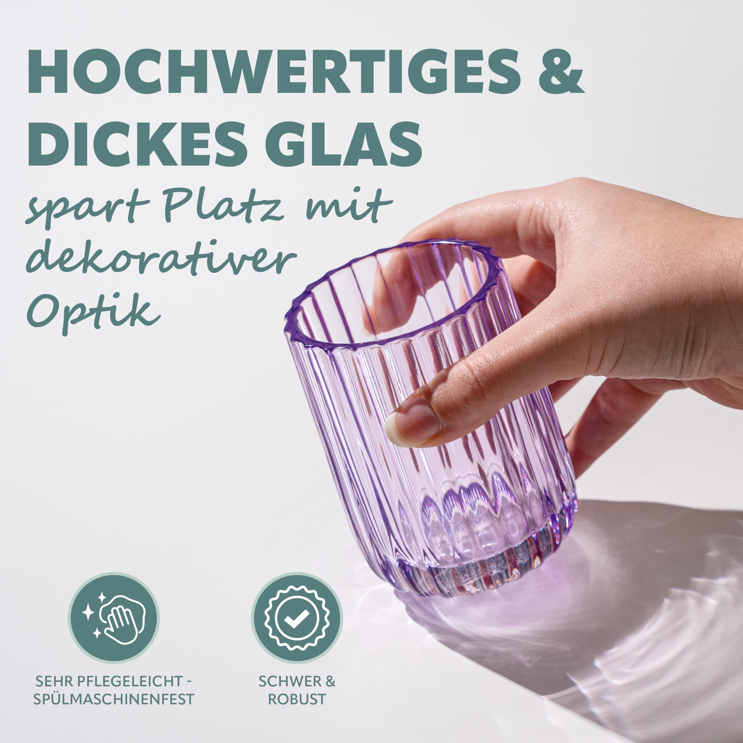 bremermann Zahnputzbecher aus Glas, Zahnbürstenhalter, Zahnputzglas (Lavendel)
