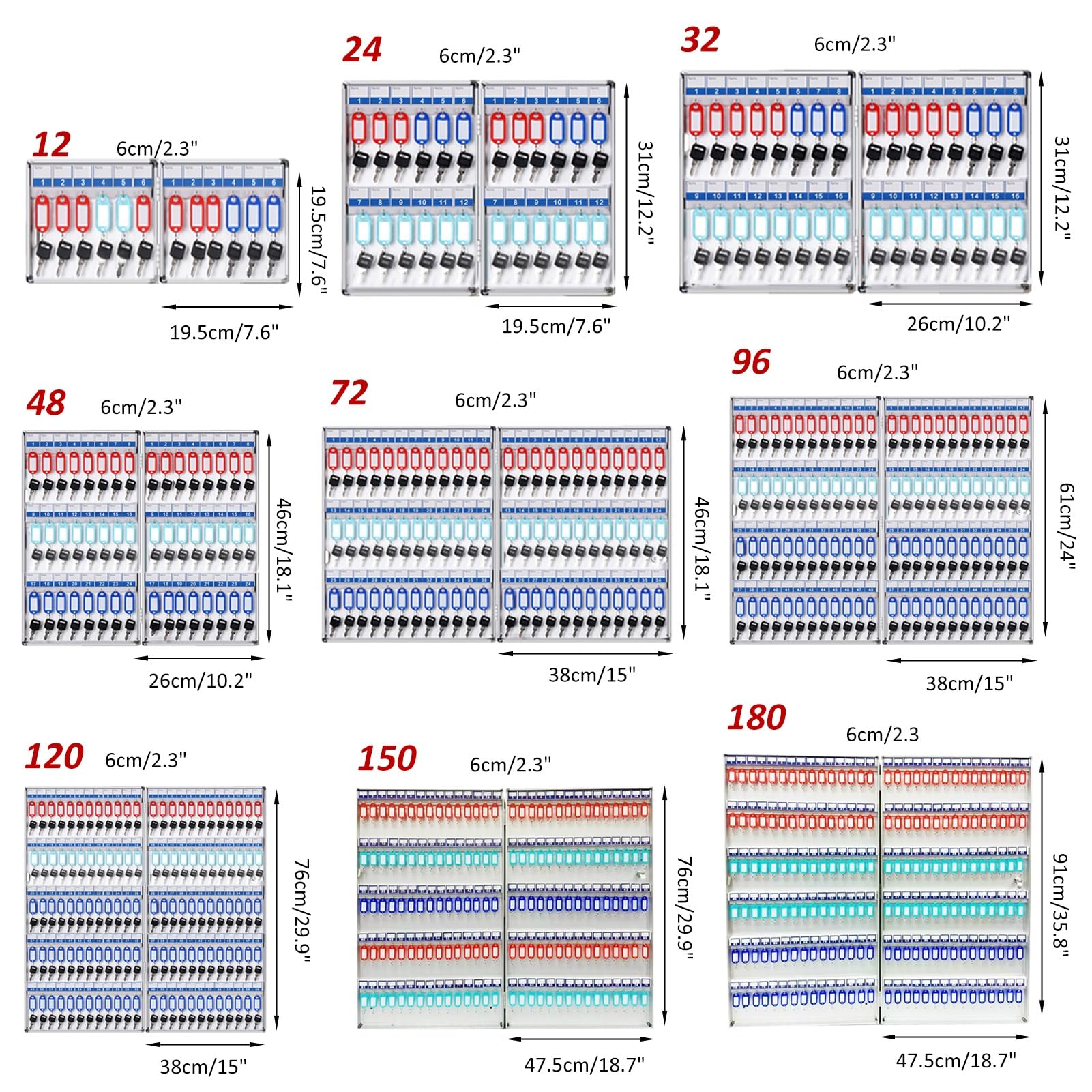Boîte à clés murale avec étiquettes colorées, solution de rangement sécurisée pour la maison et le bureau, système de gestion des clés essentiel