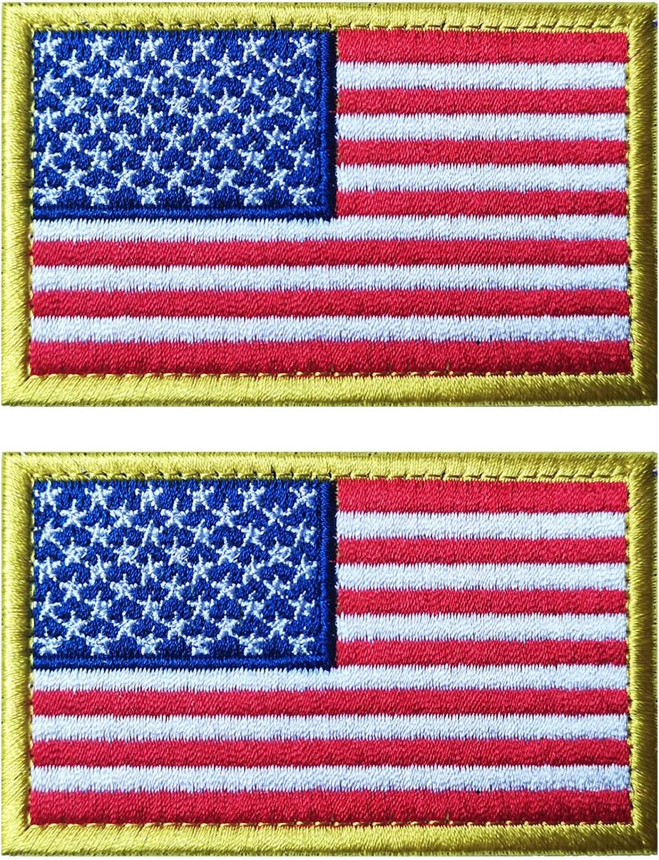 2 PCS AliPlus America US Flag Patches Embroidered Tactical Military Morale Patch Applique Fastener Hook and Loop