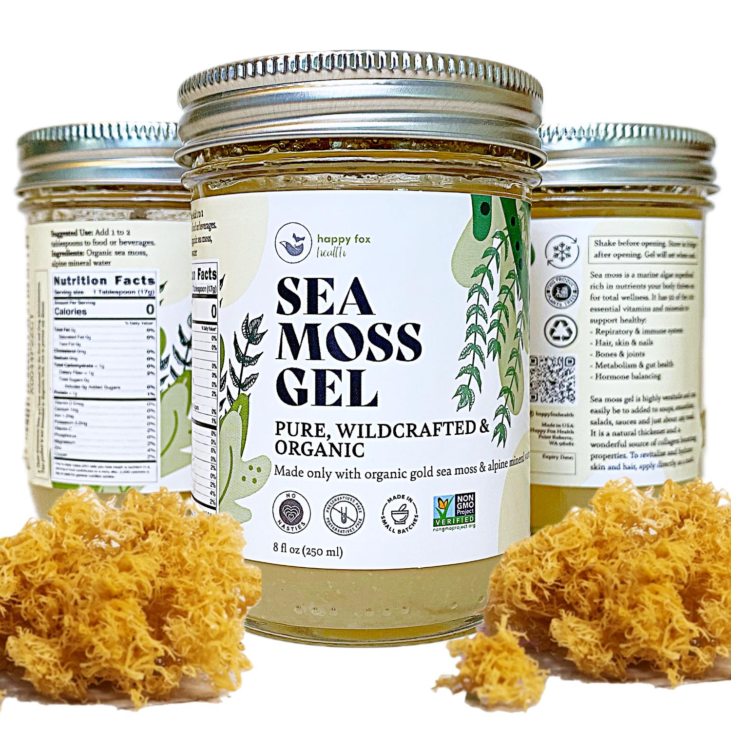 HAPPY FOX Organic Sea Moss Gel Made from Real Seamoss & Alpine Mineral ...
