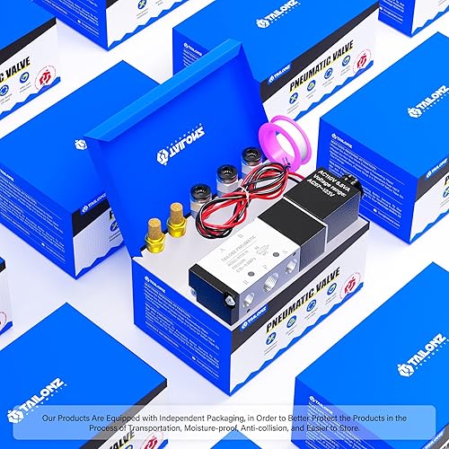 Miniatura 138 de TAILONZ PNEUMATIC Válvula solenoide de 1/4 "NPT 4V210-08 DC12V sola bobina accionada por piloto eléctrica 2 posiciones 5 vías Tipo de conexión Caja