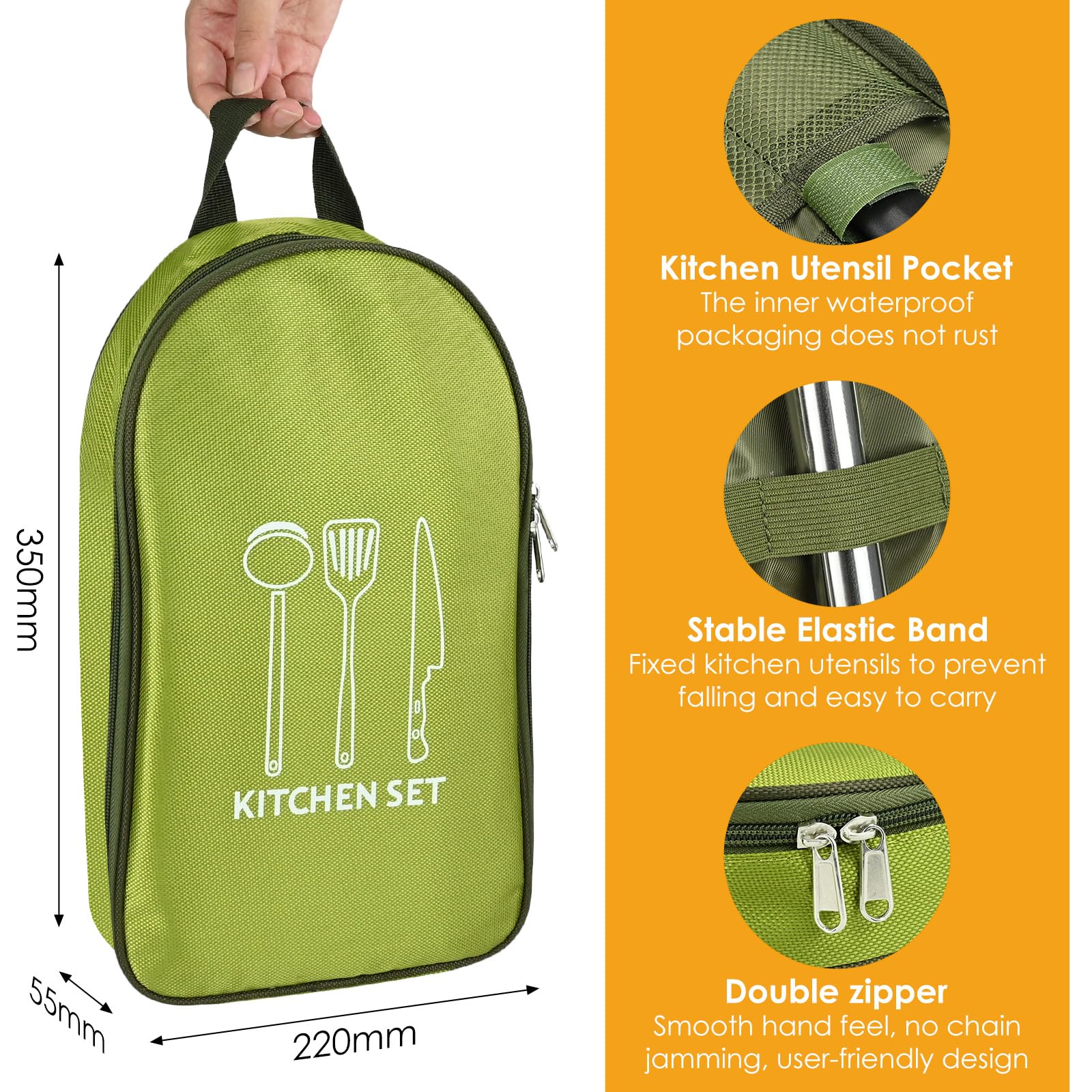 8 Pcs Camping Cooking Set, Portable Outdoor Cookware Utensils - Image 2