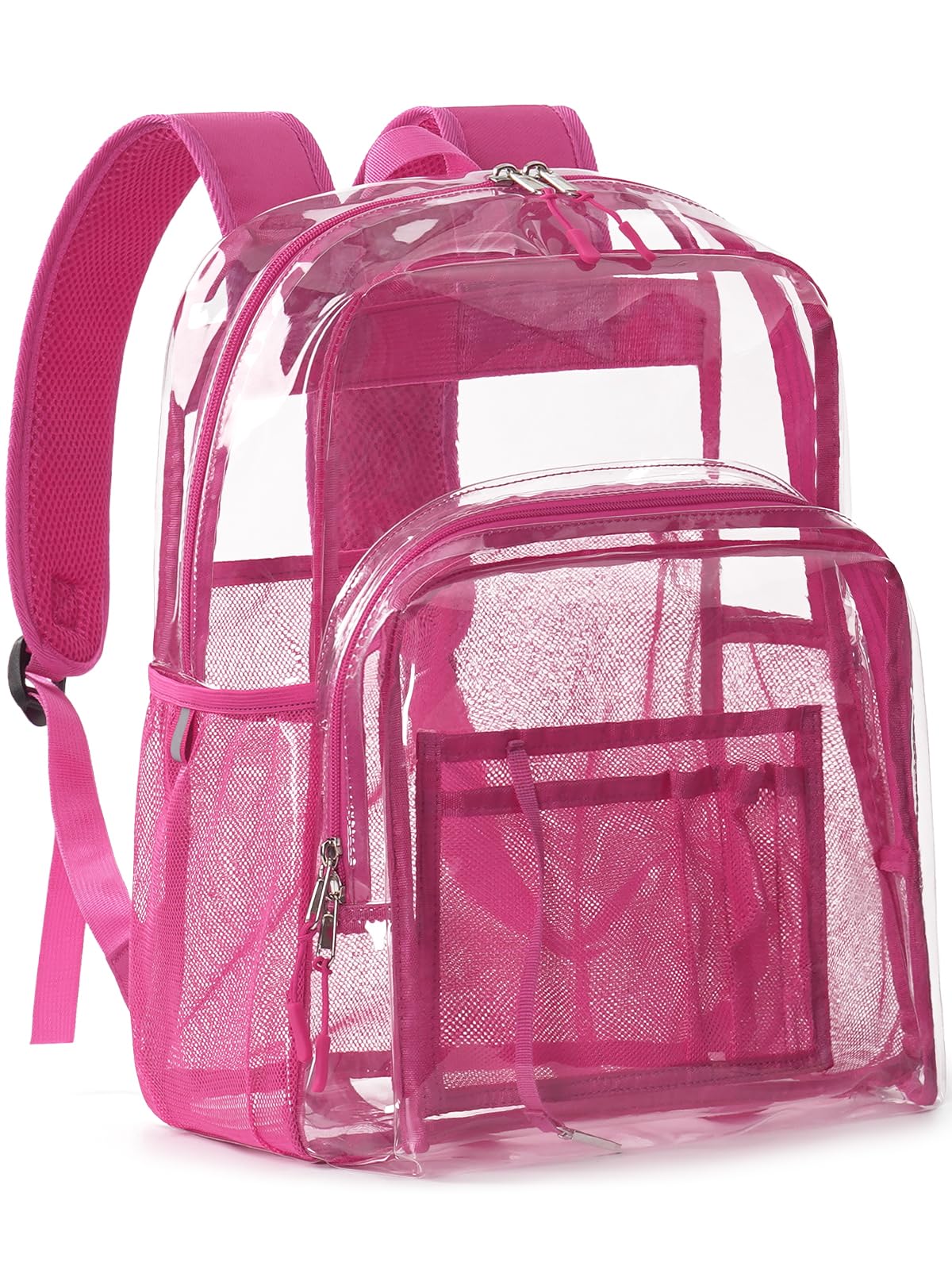 Flowston Clear Backpack Heavy Duty, 17 Inch Large TPU Clear Bookbag for Boys Girls Adult, See Through Book Bag Transparent Backpacks with Multiple