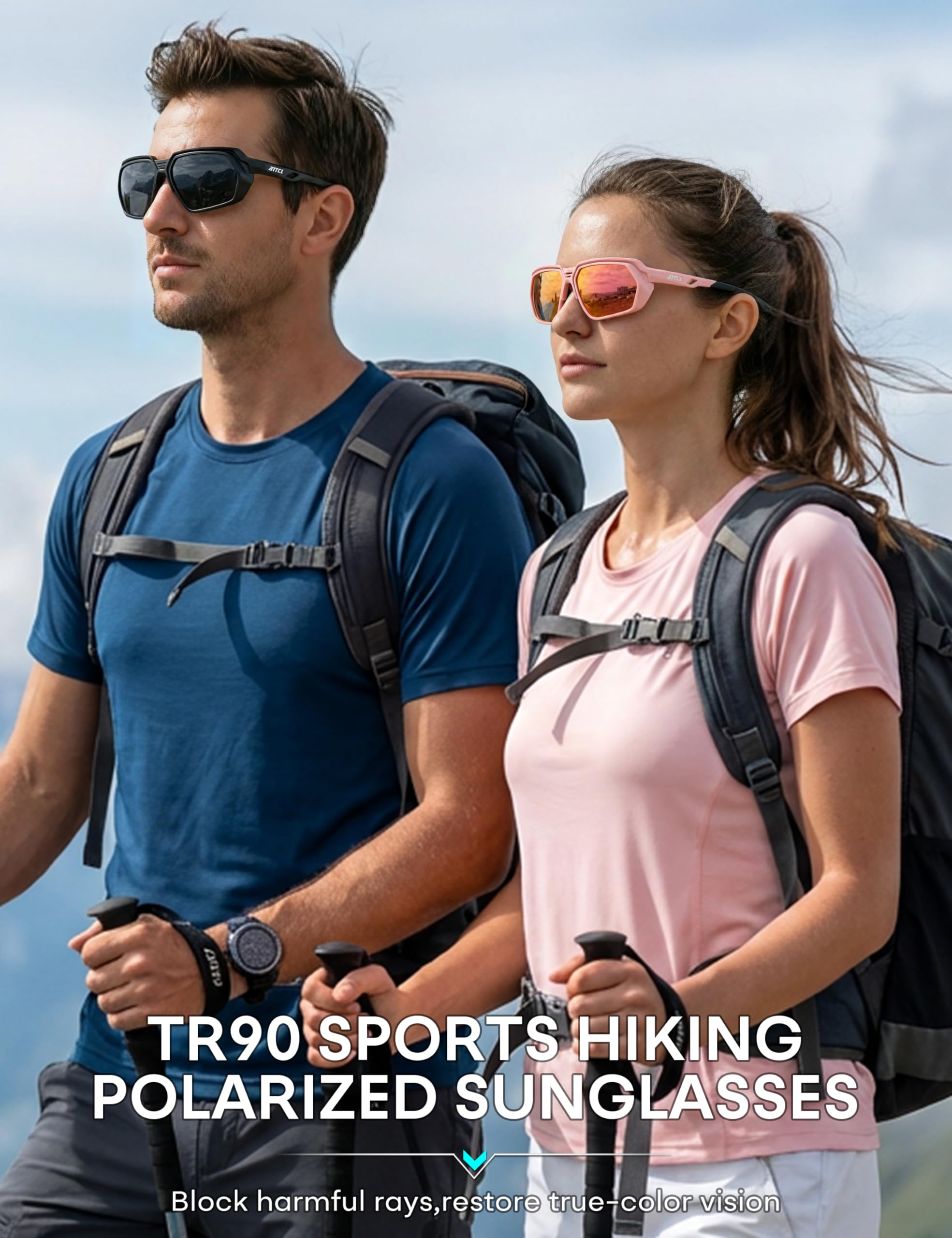 ATTCL Lunettes de soleil de sport polarisées pour homme et femme : protection UV400, monture légère enveloppante TR90 pour la pêche, le golf, la conduite