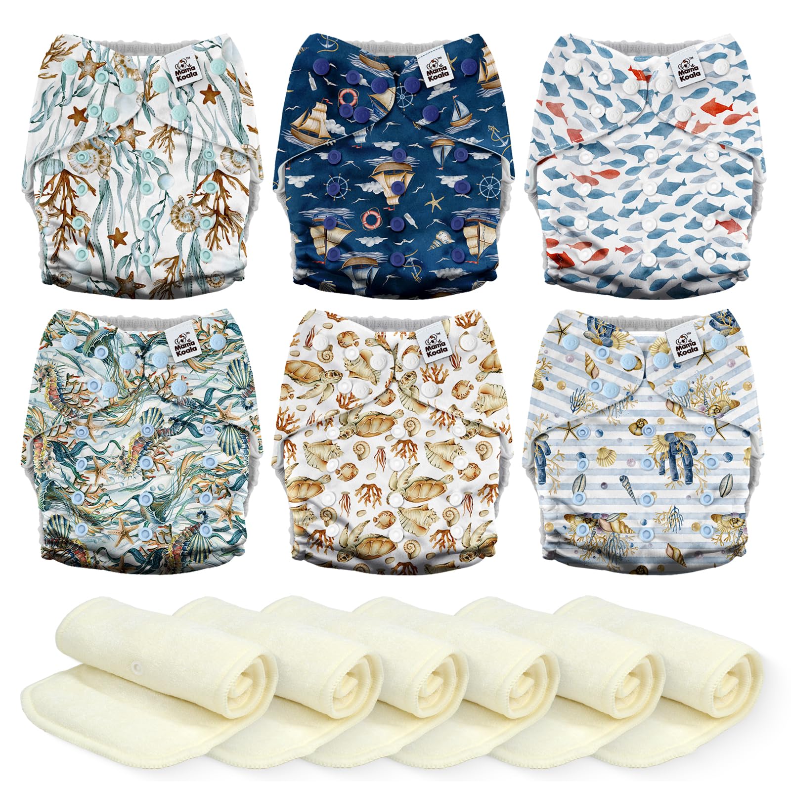 Mama Koala 6 Pack Reusable Cloth Diapers 3.0
