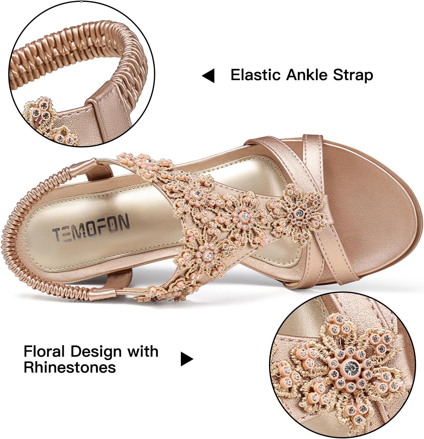 TEMOFON Women's Low Wedge Heels Summer Dressy Platform Sandals image 4