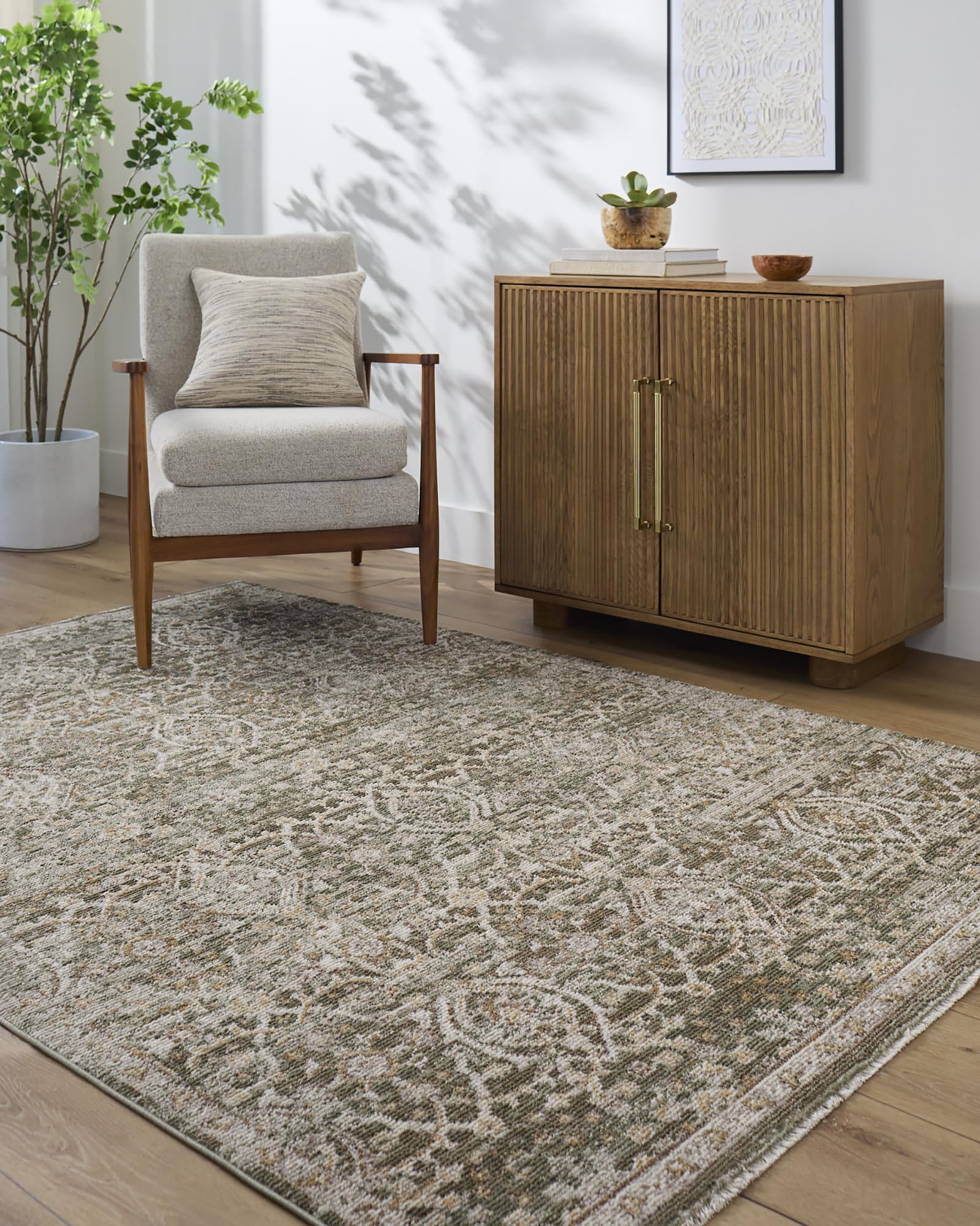 Livabliss Galey Alix MYRTLE AVENUE Oriental Boho Area Rug - Olive/Cream - 120x170cm