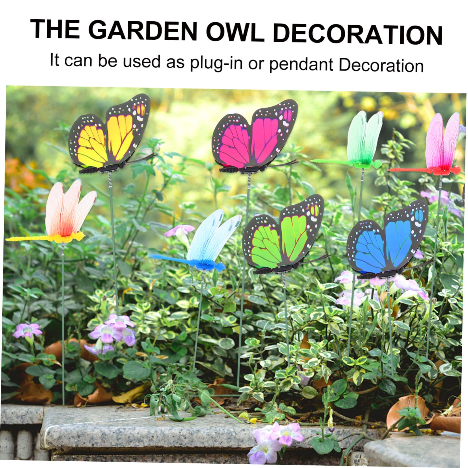 48pcs Piquets Libellule en PVC pour Décoration Extérieure Ailes Mobiles, pour Jardin et Plantes en Pot Couleur Aléatoire