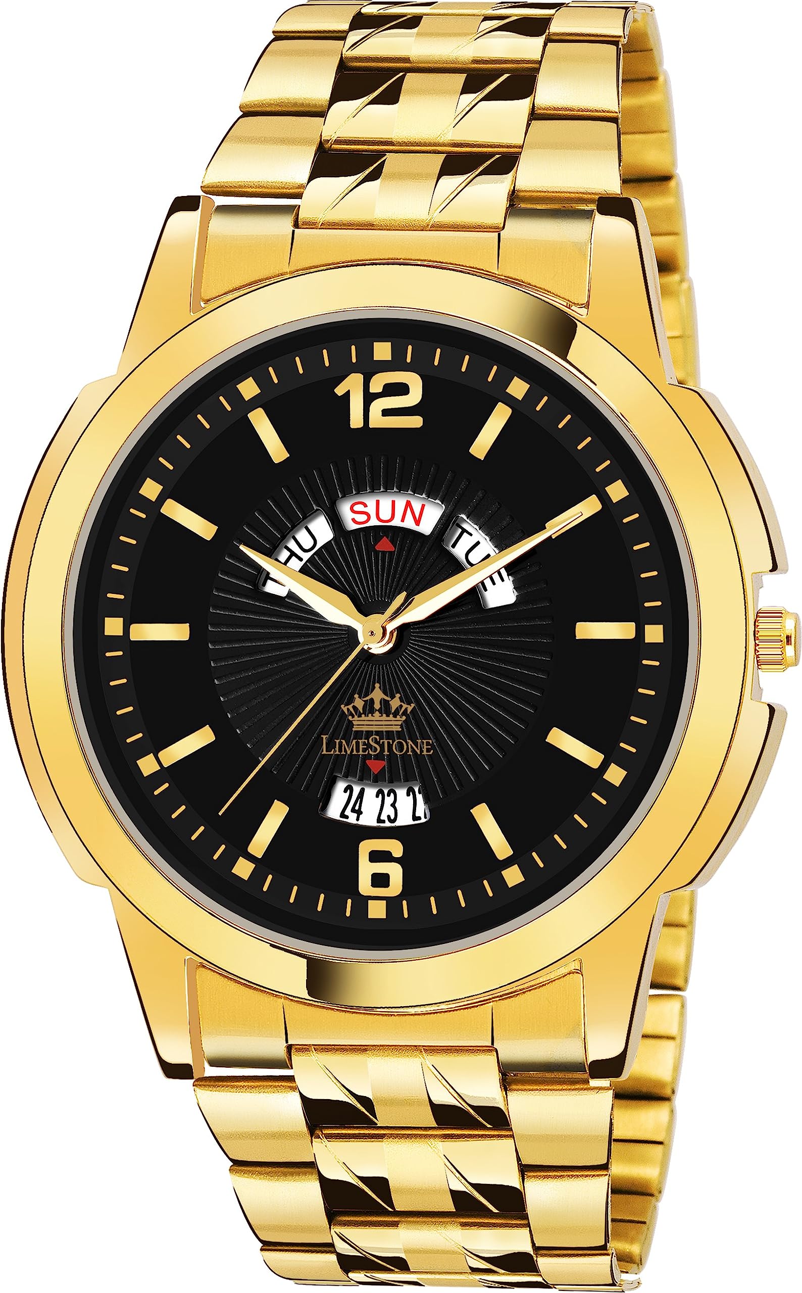 LIMESTONE Day & Date Original Gold Plated HMTS Quartz Analog Watch - for Men (B0CCJ2DNGK) Amazon Price History, Amazon Price Tracker
