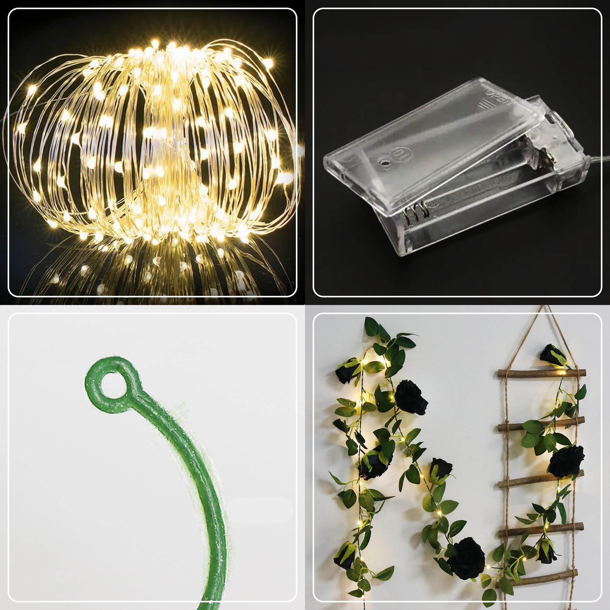 buywin Rose Garland String Lights Artificial Flower Garland with LED Light Strings - Image 4