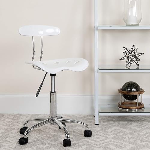 Miniatura 4 de Silla giratoria para computadora Flash Furniture, cromada color verde manzana brillante, con asiento de tractor, Plástico Acero inoxidable, Azul