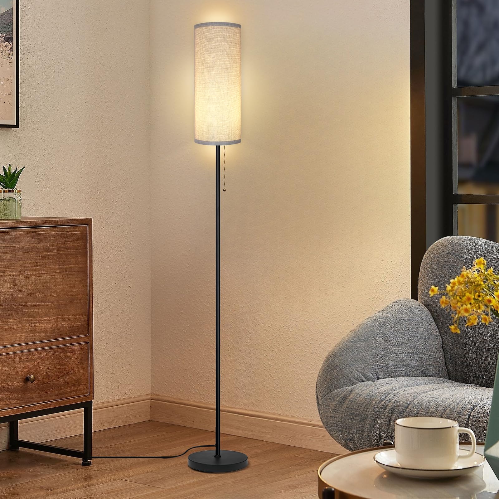 Amazon.co.jp: リビングルーム用フロアランプ、ランプシェード付き