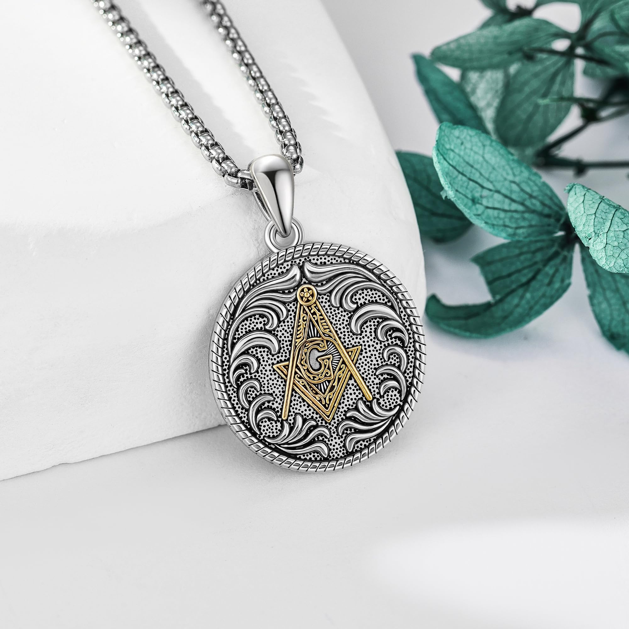 ONEFINITY Freimaurer Kette 925er Sterlingsilber Freimaurer Anhänger Freimaurer Schmuck Geschenke für Herren Damen