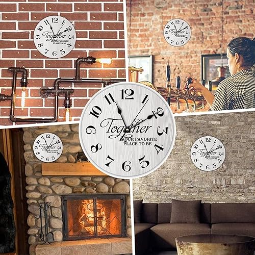 Miniatura 6 de DreamAutumn Relojes de pared vintage con cita familiar, reloj de pared de madera envejecida Together is Our Favorite Place to Be Battery Grain