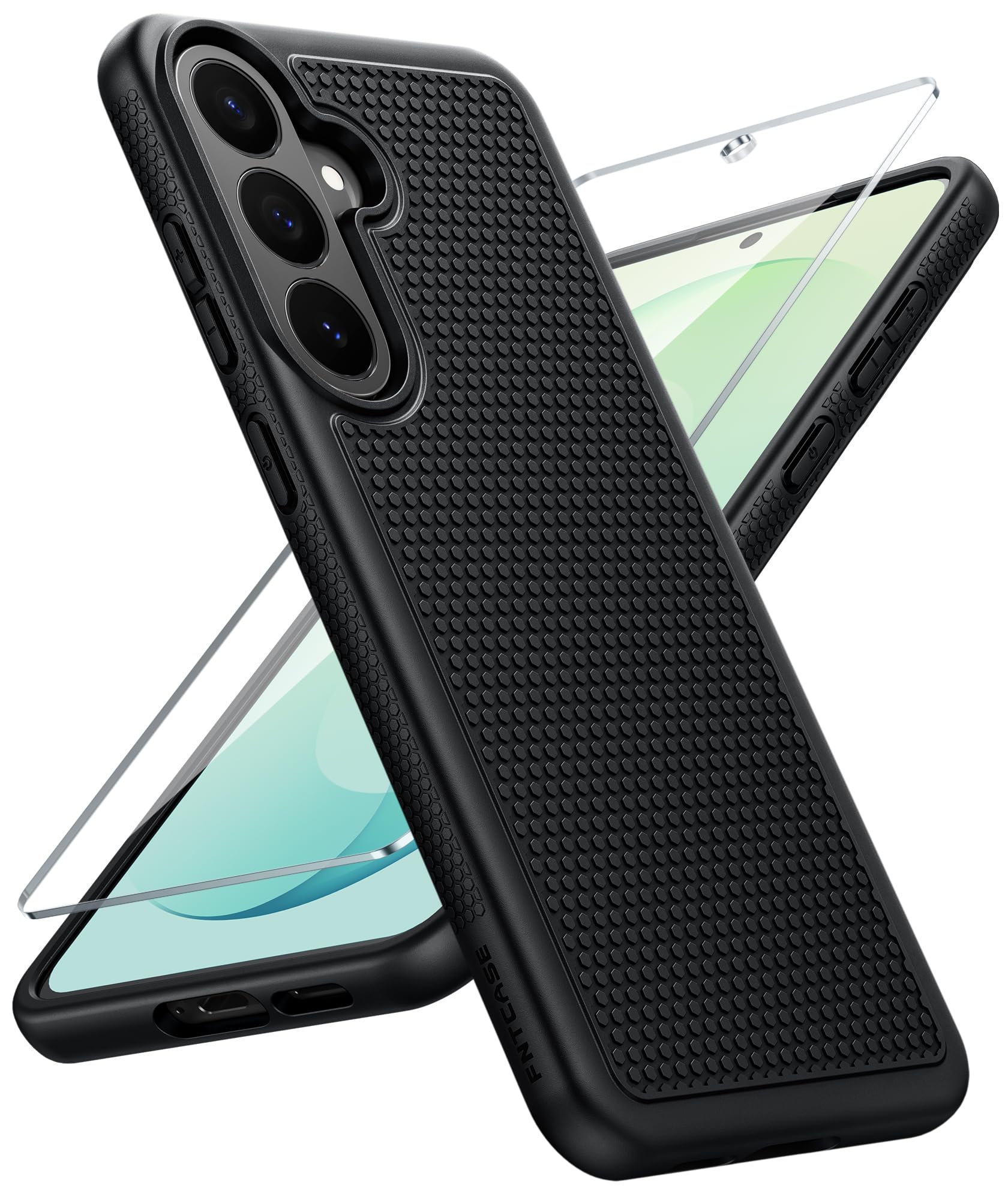 FNTCASE for Samsung Galaxy S26-FE Case: Non Slip TPU Military Grade Black