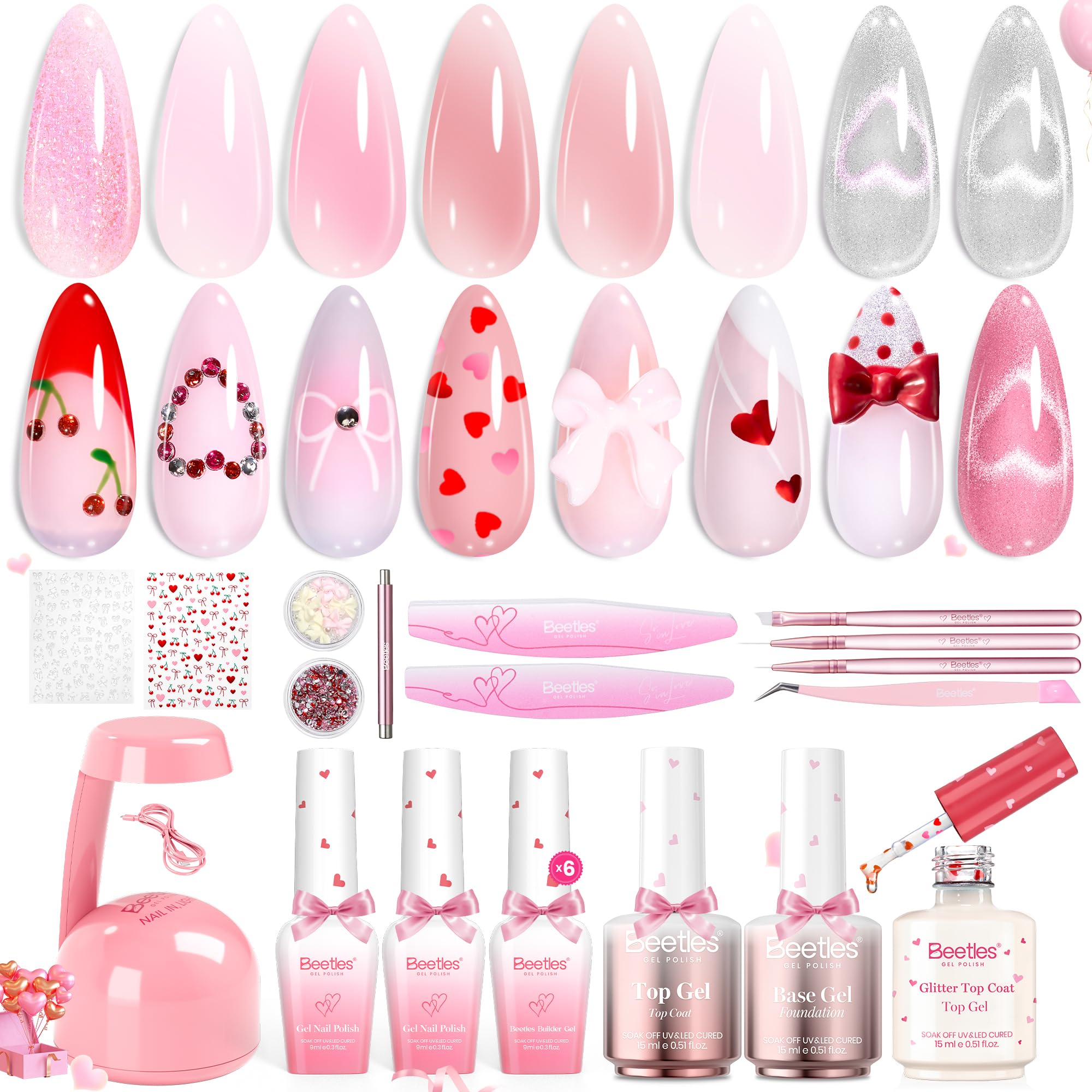Amazon.com: Beetles Builder Gel Nails Kit with UV Lamp,Cat Eye Gel
