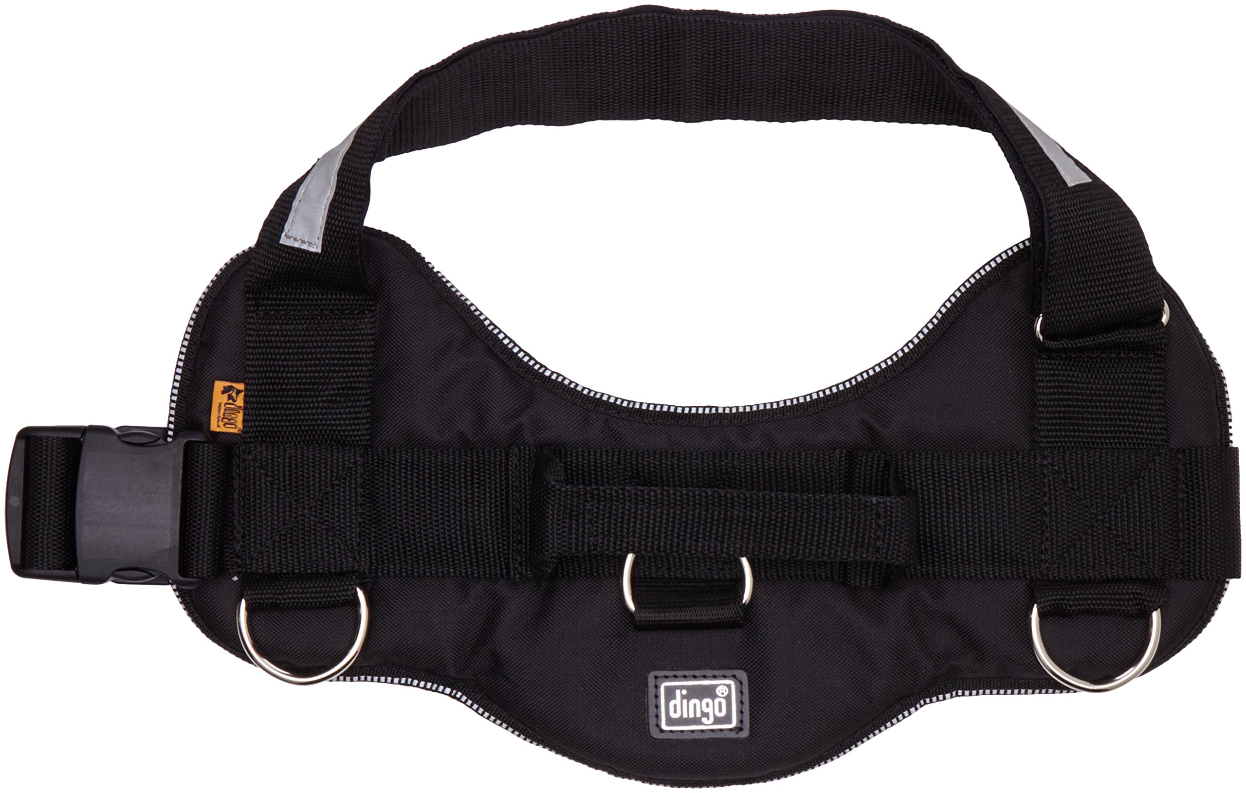 Dingo Dog Harness Handmade Reflective STRONG Modern Handle on the Back Sport Type Black 12938, 5