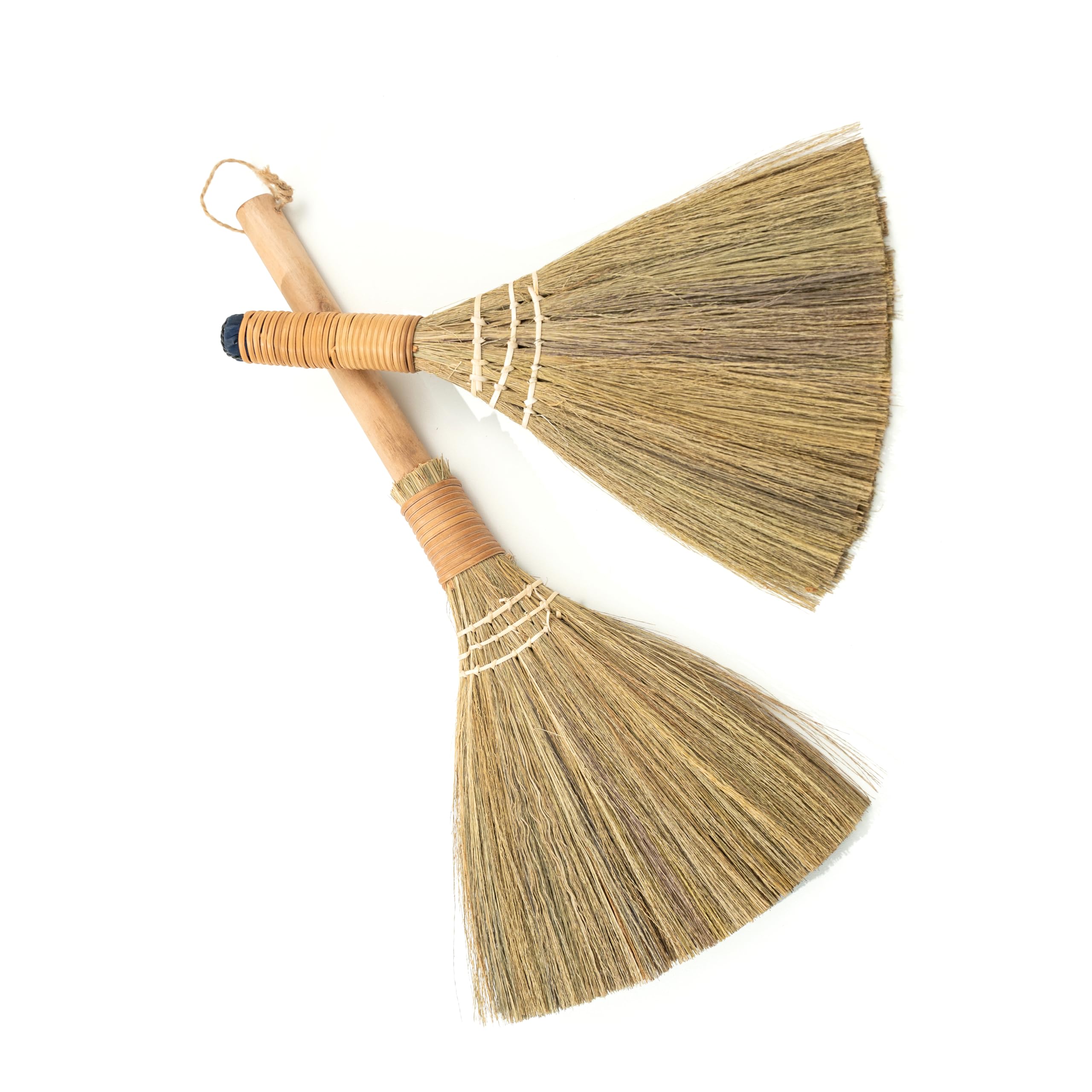 TTS For Home Set of 2 Brooms for Kid 12.6 inch & 16.54 inch - Vietnamese Natural Straw Soft Broom -Soft Bristle Brooms, Decorative Broom