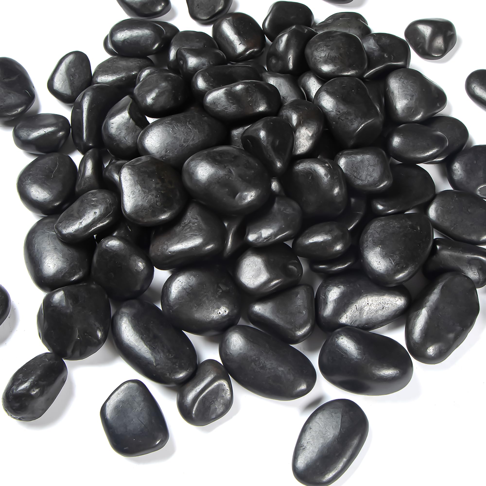 2lb Polished Bulk Rocks Natural River Pebbles Stones, 1-3 Inch Decorative Rocks for Outdoor Landscaping, Vase, Garden Paving, Plants Rocks, Crafting and Walkways,Black Color