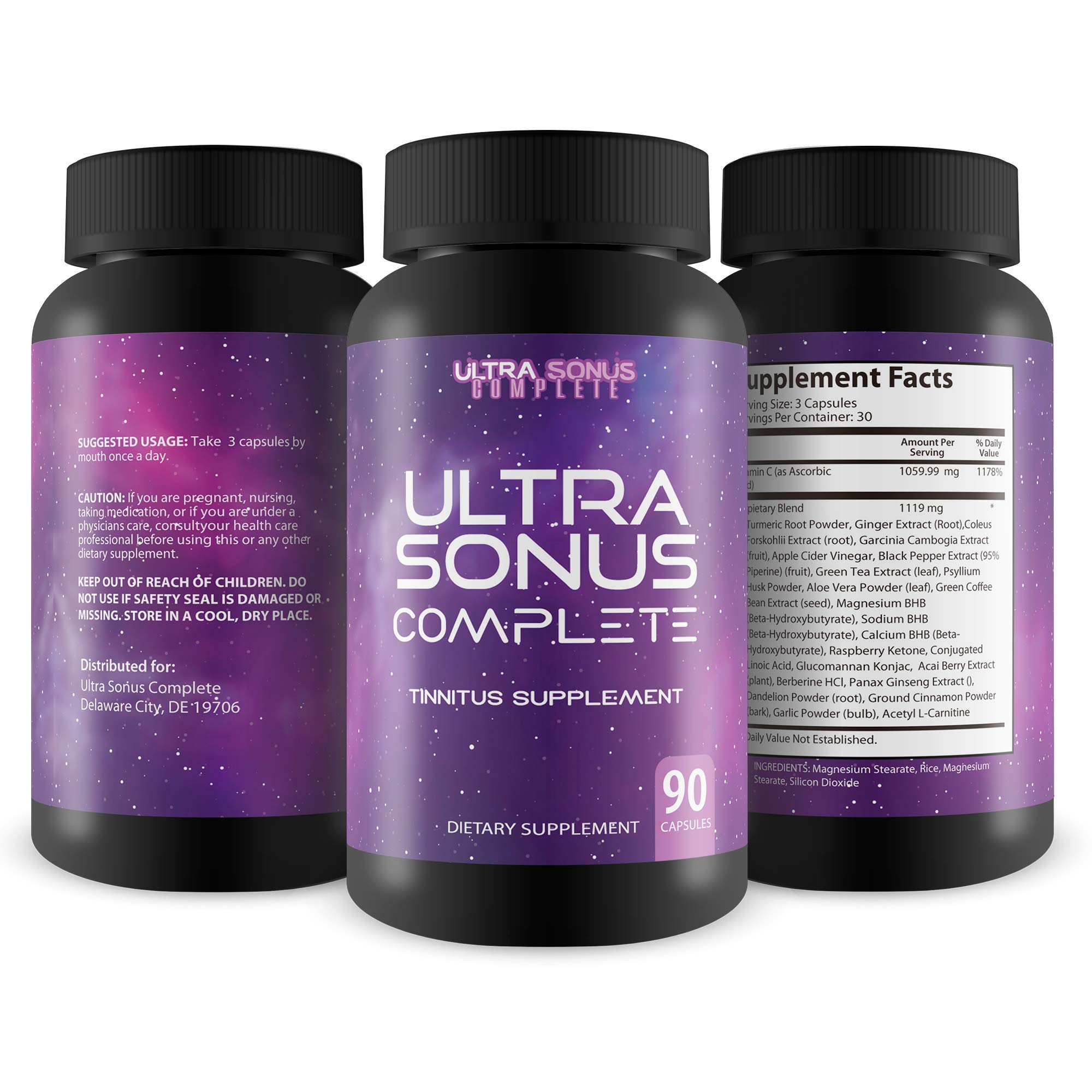 Ultra Sonus Complete Tinnitus Supplement Garlic Turmeric Vitamin C