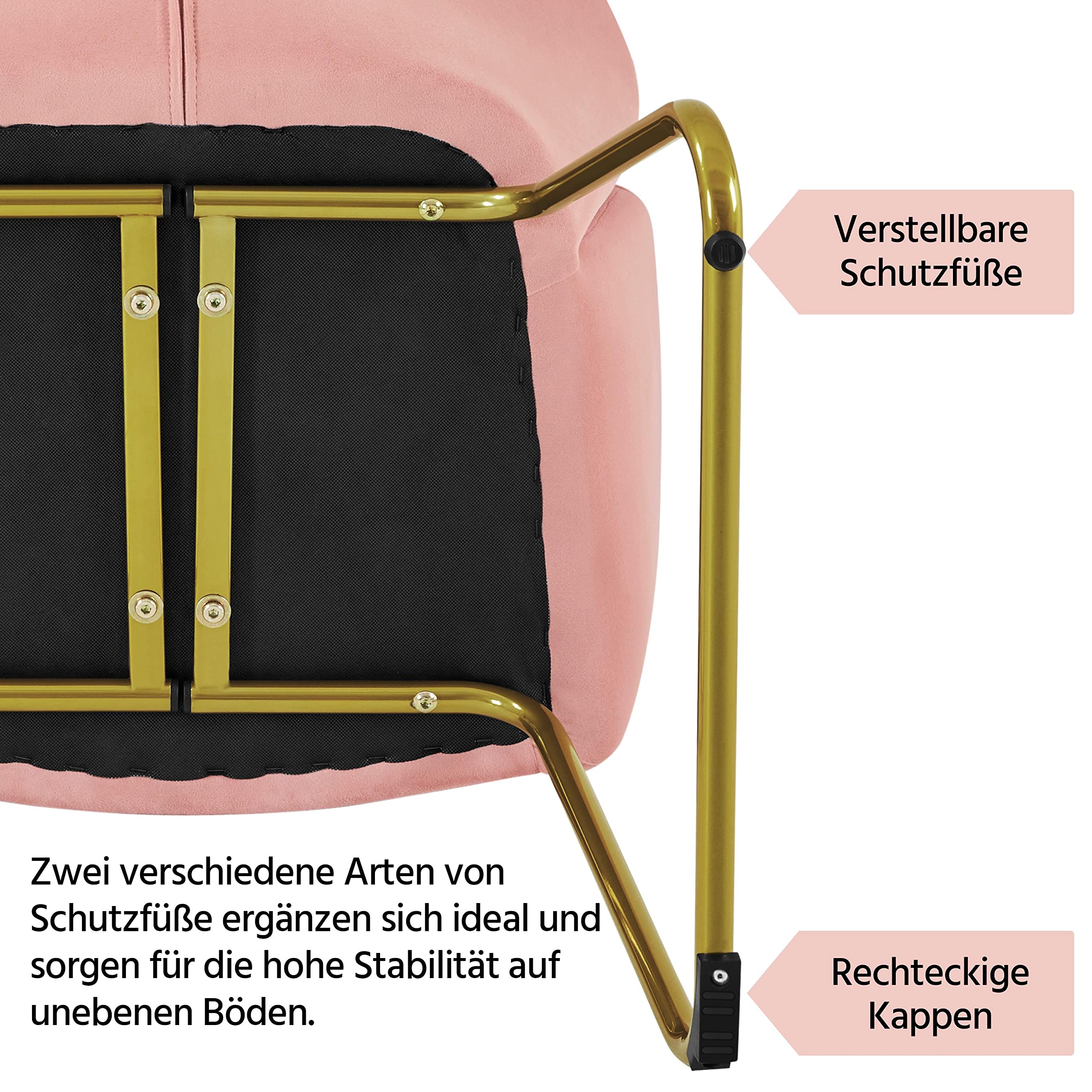 Yaheetech Esszimmerstuhl modern, Küchenstuhl in Blumenform, Sessel Polsterstuhl mit Metallbeinen Gold, für Wohnzimmer/Esszimmer Rosa