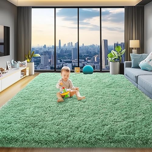 Miniatura 82 de Alfombras de área de 6 x 9 pies para sala de estar, alfombra azul grande y esponjosa para dormitorio, alfombras suaves y peludas para dormitorio de