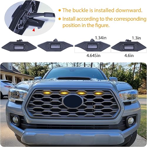 Miniatura 5 de Luces LED para parrilla 2020 2021 2022 2022 2023 Tacoma TRD Off Road y Sport OEM Grill Raptor luces (luces ámbar)
