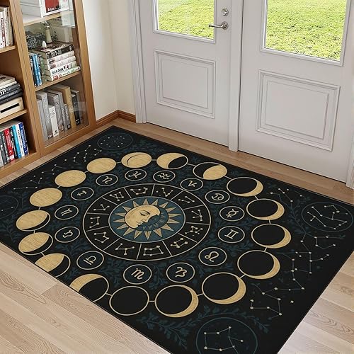 Vista 11 de 4x5 Boho Rug Rugs for Living Room Rugs for Entryway 70s Retro Seamless Pattern Orange Brown Pink Beige 60s 70s Bedroom Rug Door Mat Nursery Room