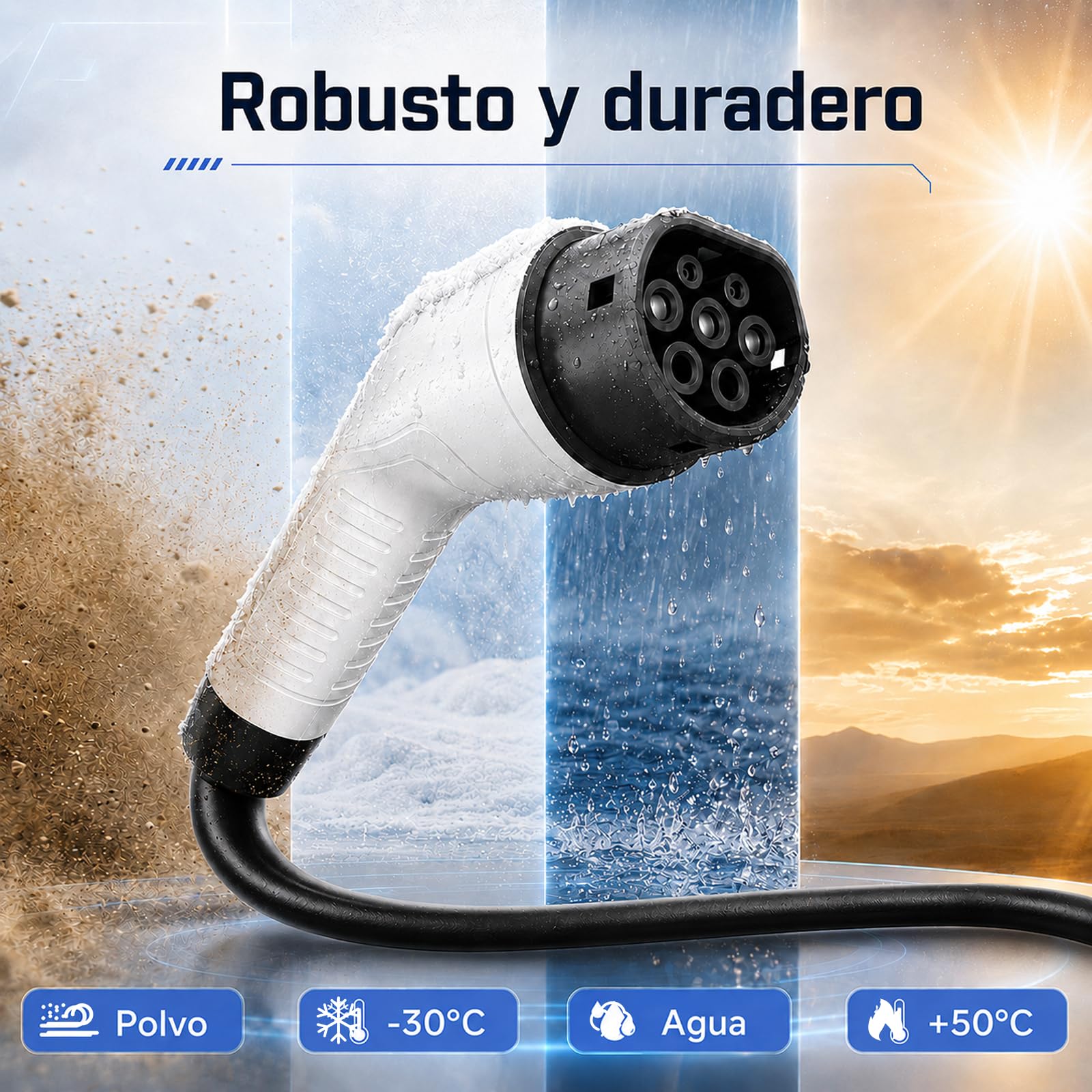 Cable de Carga Tipo 2 de Extremo Abierto 11kW 10m 16A para Wallbox Cable de reemplazo para estación de Carga