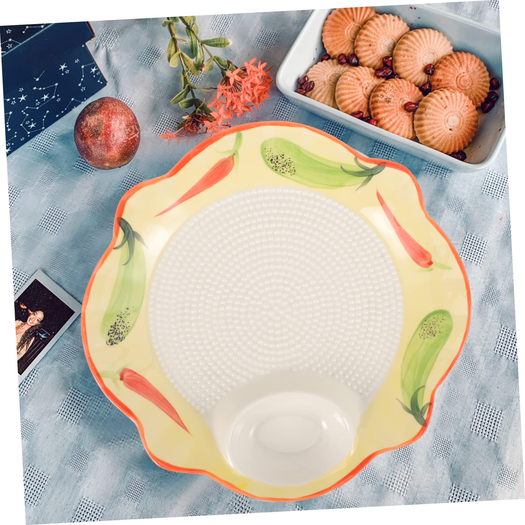 Wakauto Ceramic Dumpling Plate Non Stick Divided Serving Dish for Snacks Appetizers Elegant Design for Home Restaurant Party Use for Sushi Dipping Sauces