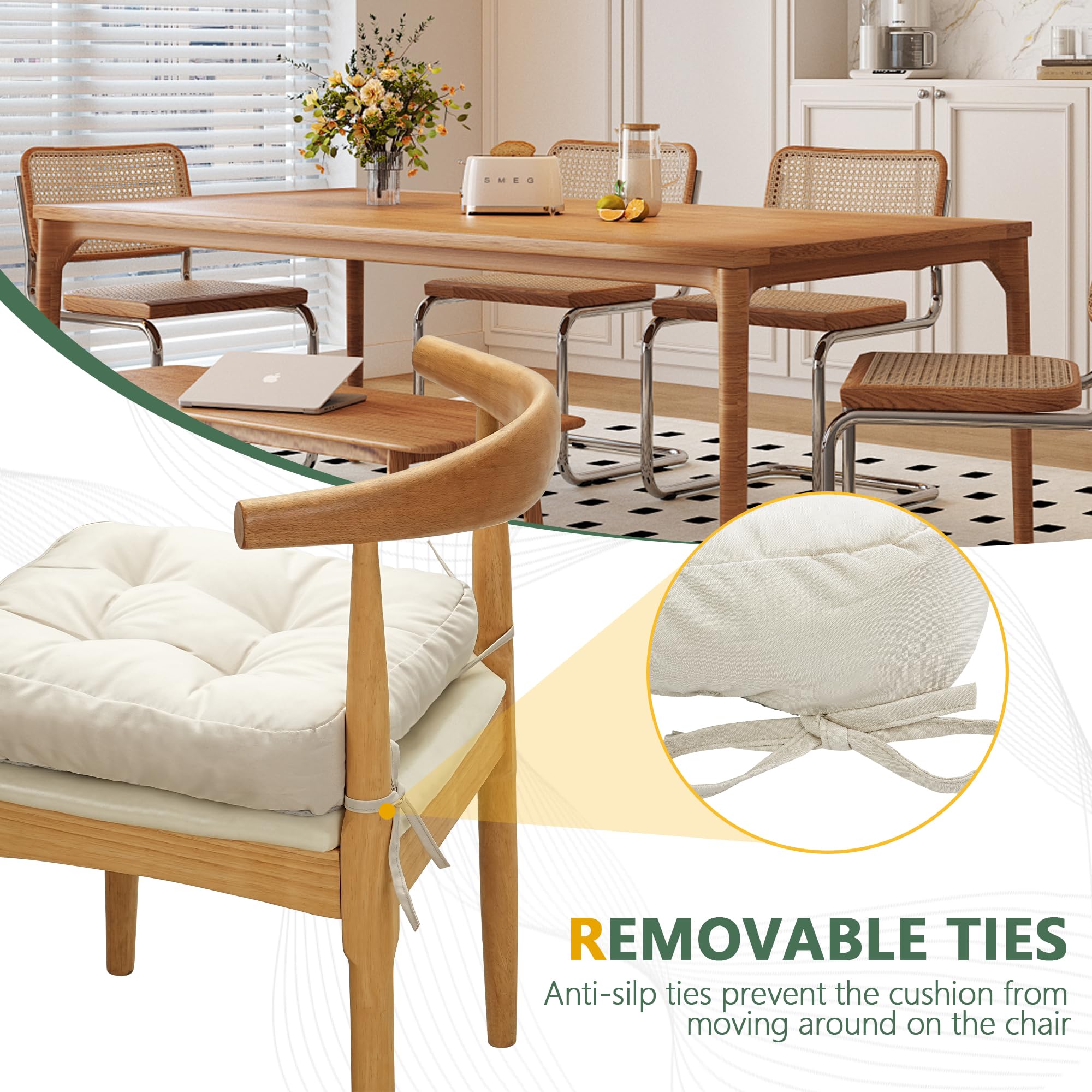 Naga Bahna Chair Cushions for Dining Chairs 2 Pack - Thickened 3.5