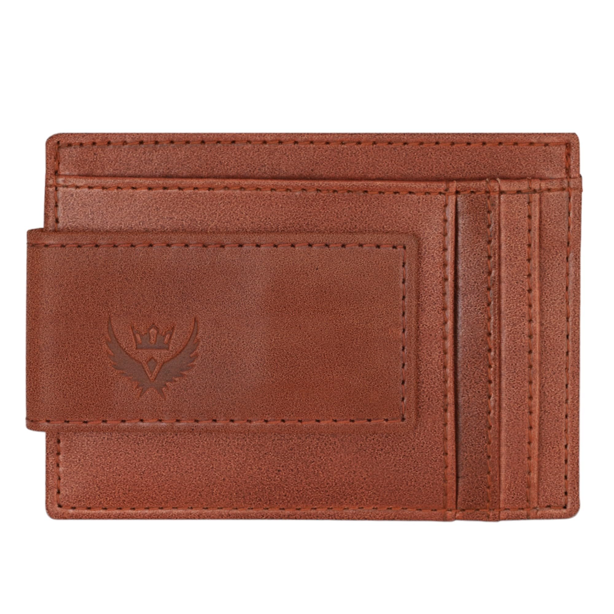 LORENZTan Crunch Leather Bi-Fold Magnetic Flap Money Clip & Card Holder for Men & Boys | GL-102_MC