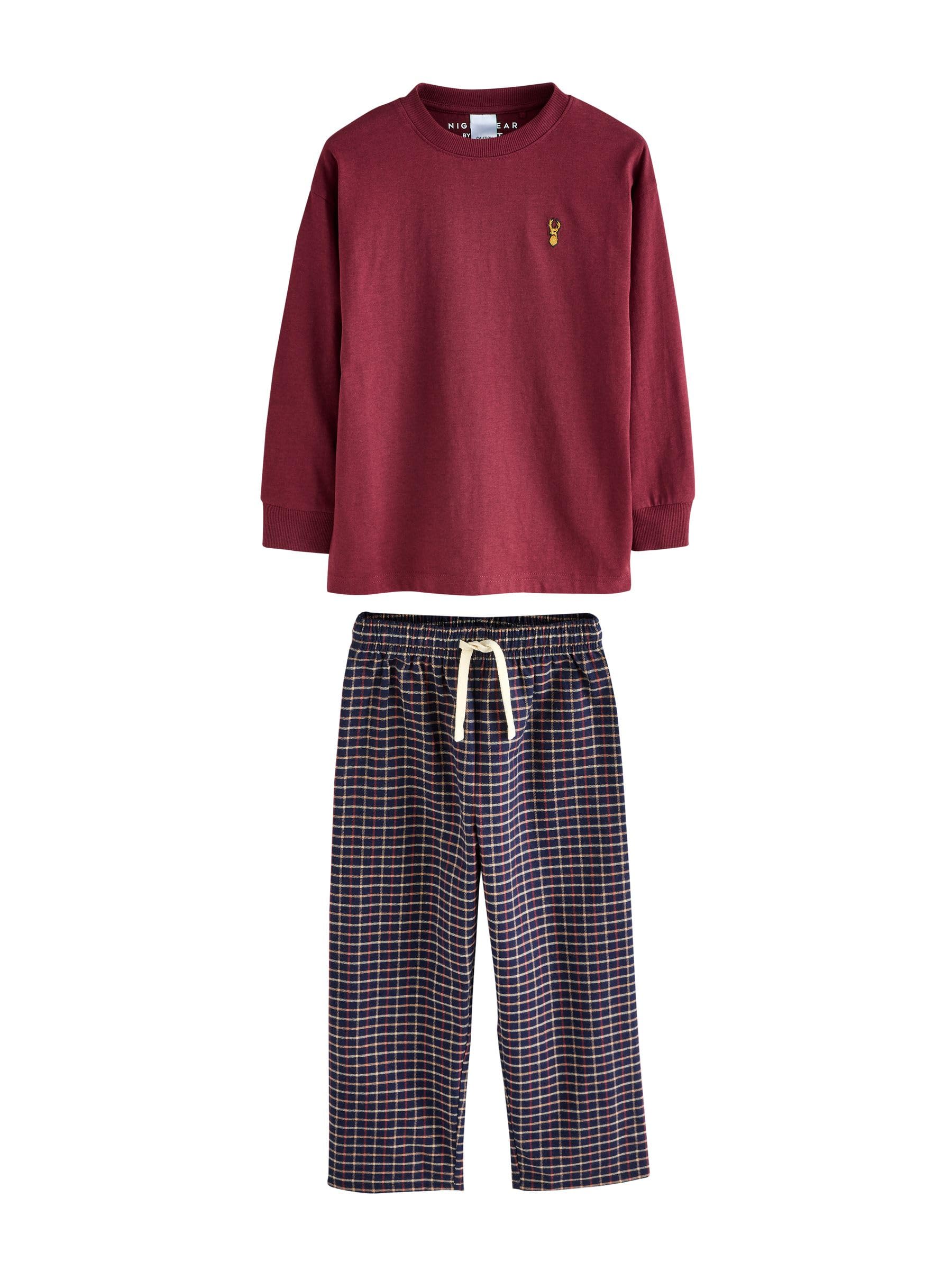 NEXT Garçon Pyjamas tissés à Manches Longues et Carreaux, Lot de 2