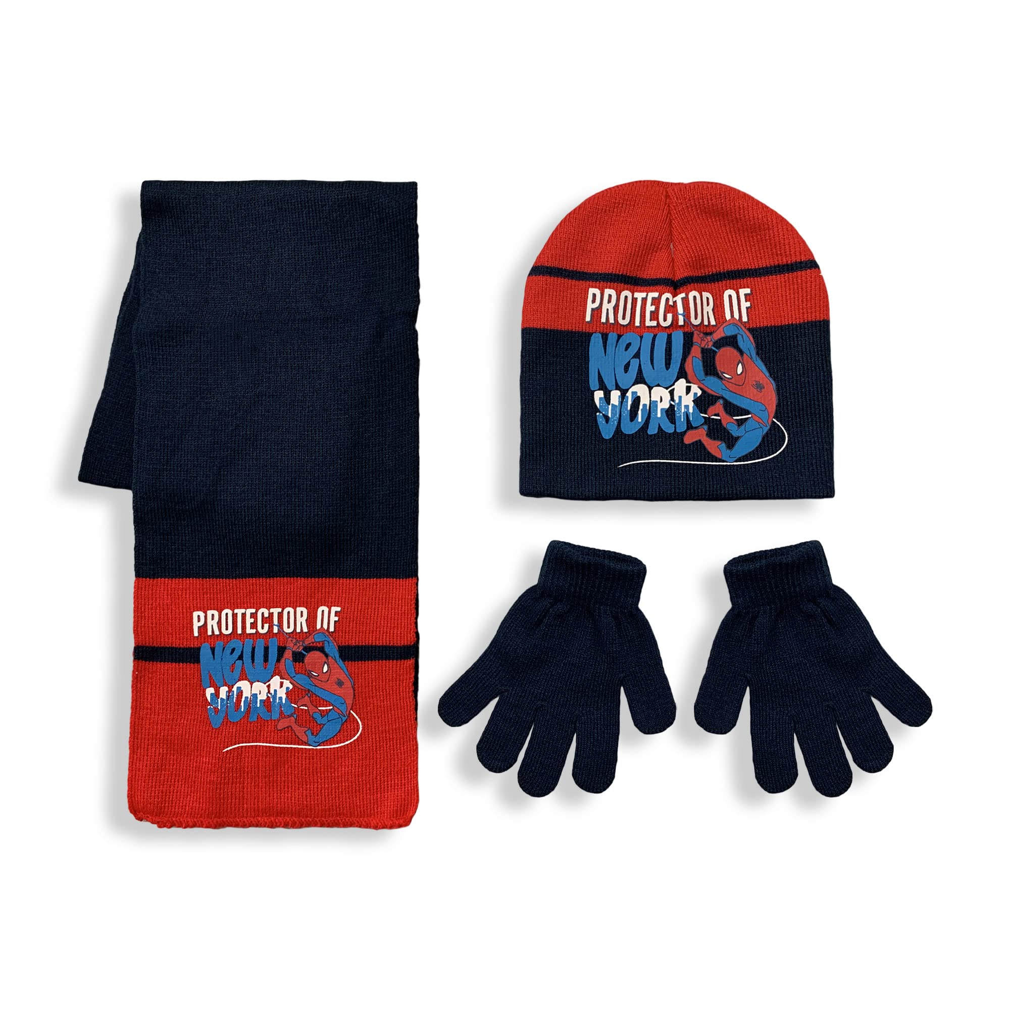 Sun-City Boys Blue Kids Marvel Spider-Man Hat Scarf And Gloves Winter Accessory Set