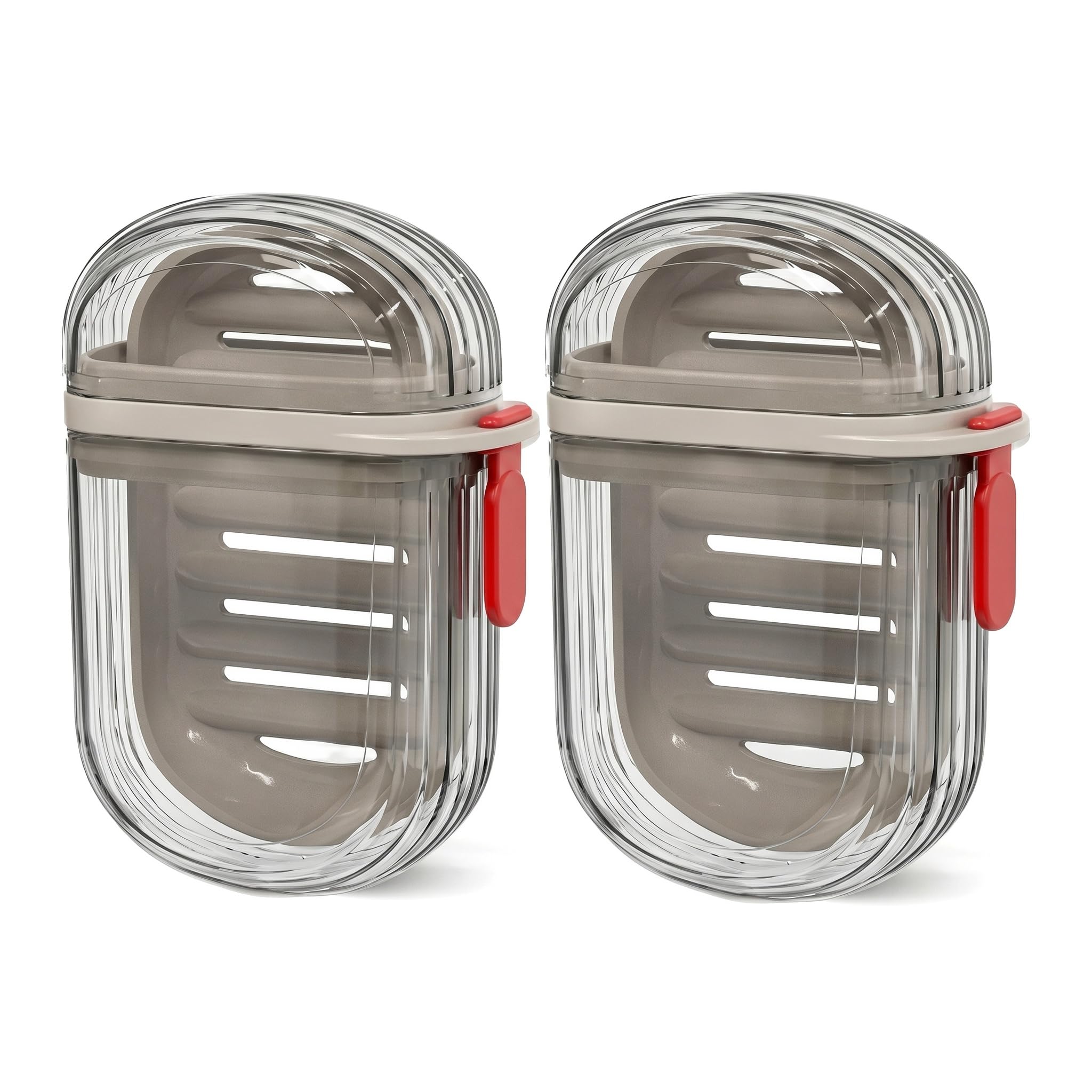 Dveezull Grey 2 Pcs Travel Soap Case, Portable Soap Box With Draining Board Leak Proof Soaps Dish With Lid (11.5 X 7.5 X 4.5Cm) For Bathroom Shower Gym Camping Outdoor Activities (Grey)